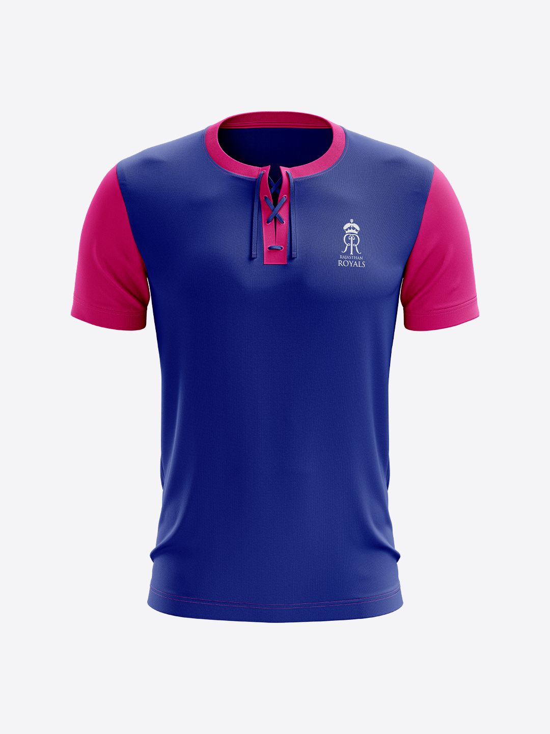 Men Royal Blue and Pink Colourblocked Half Sleeves Round Neck Cotton T-Shirt