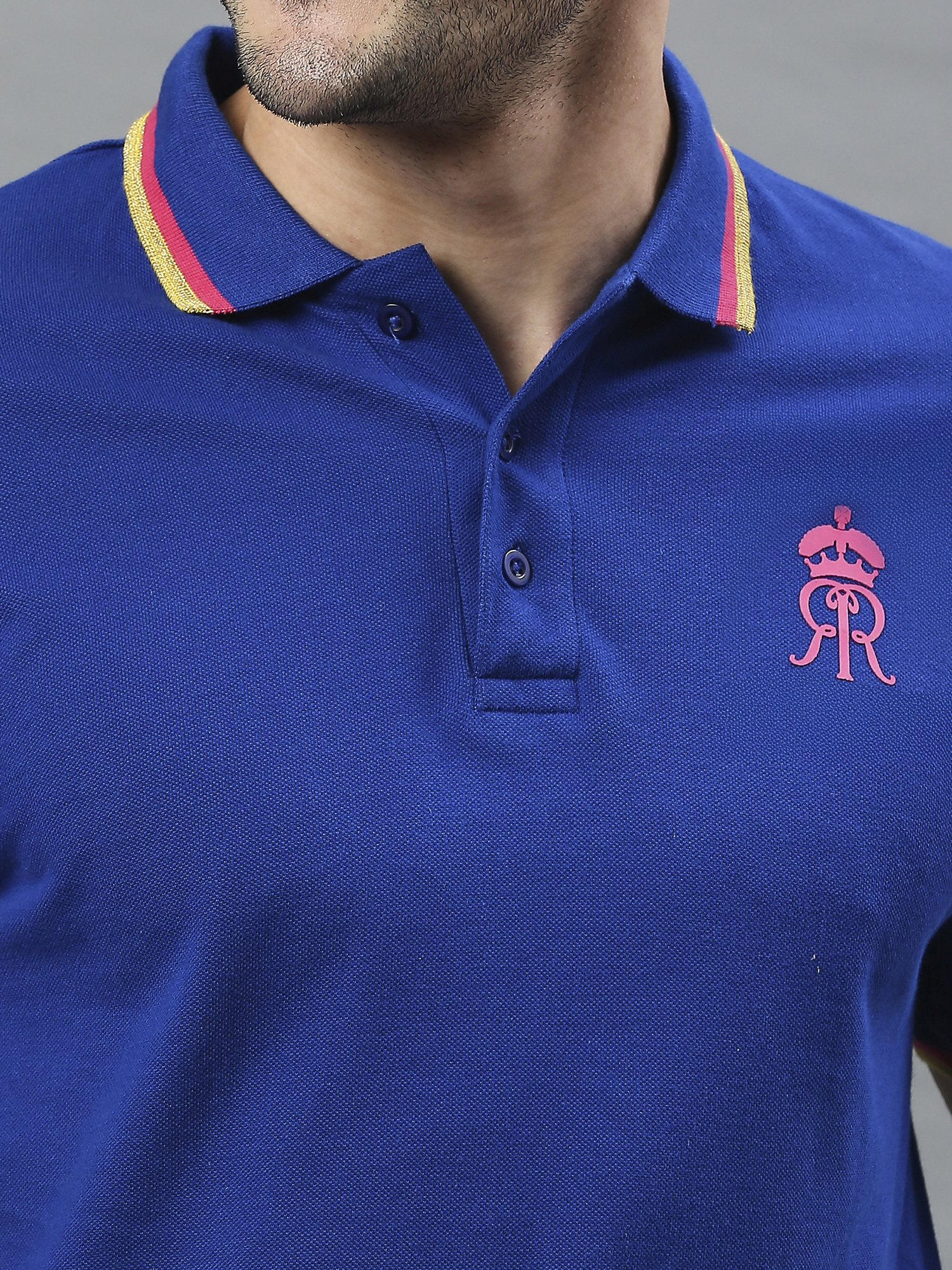 Rajasthan Royals Men Royal Blue Solid Half Sleeves Round Neck Cotton T-Shirt (5)