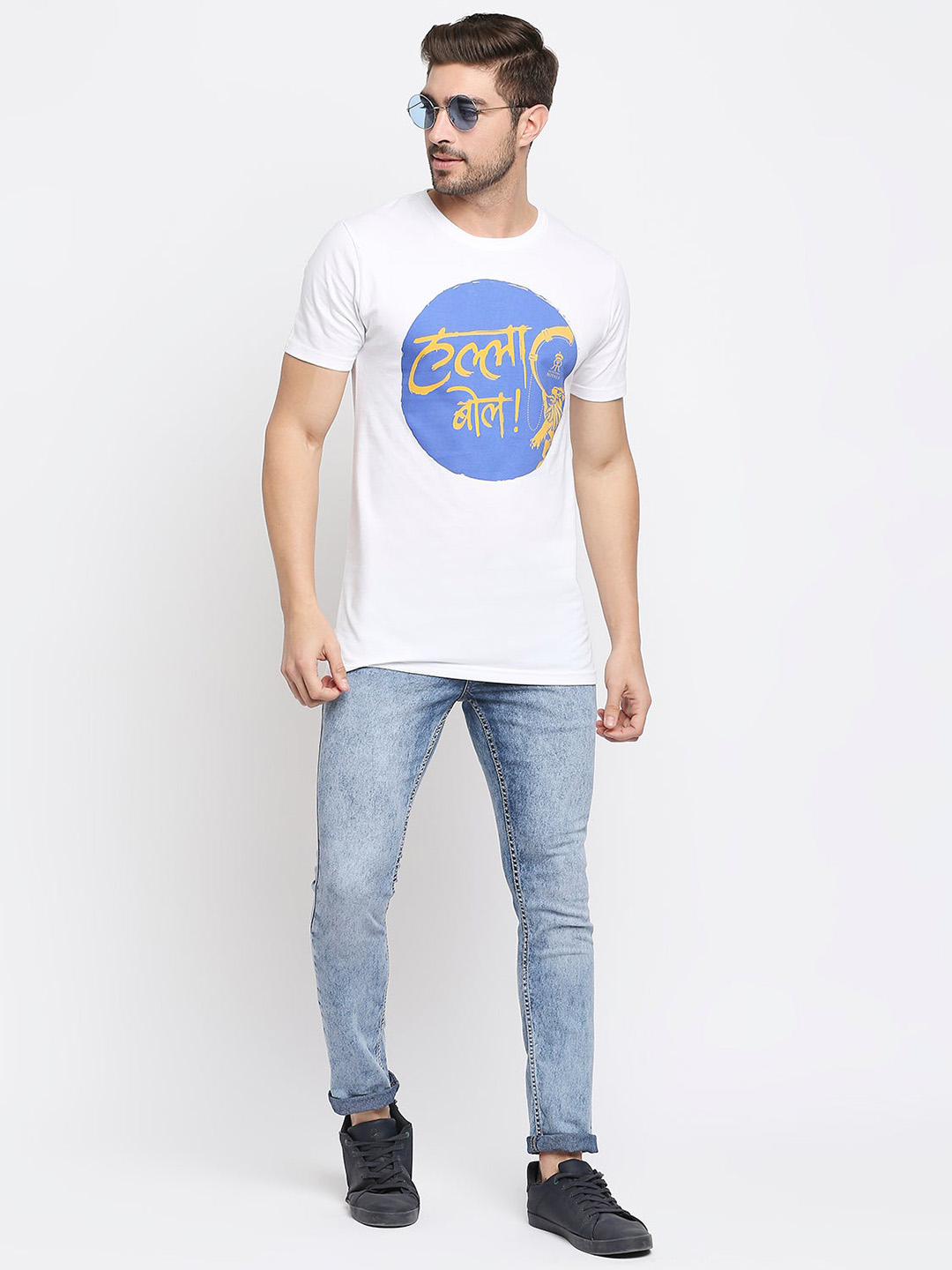 Rajasthan Royals Men White and Blue Printed Half Sleeves Round Neck T-Shirt (5)