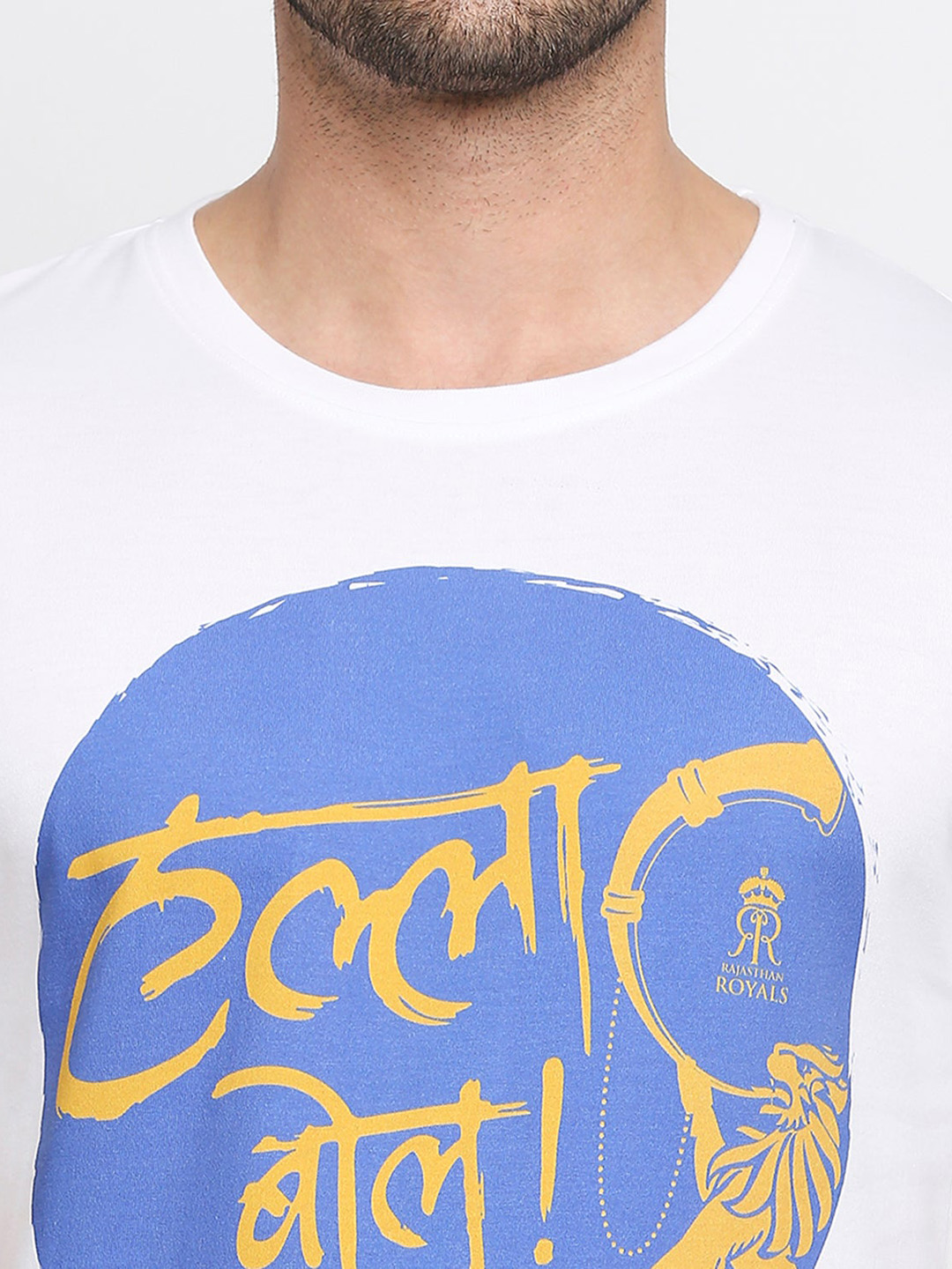 Rajasthan Royals Men White and Blue Printed Half Sleeves Round Neck T-Shirt (6)