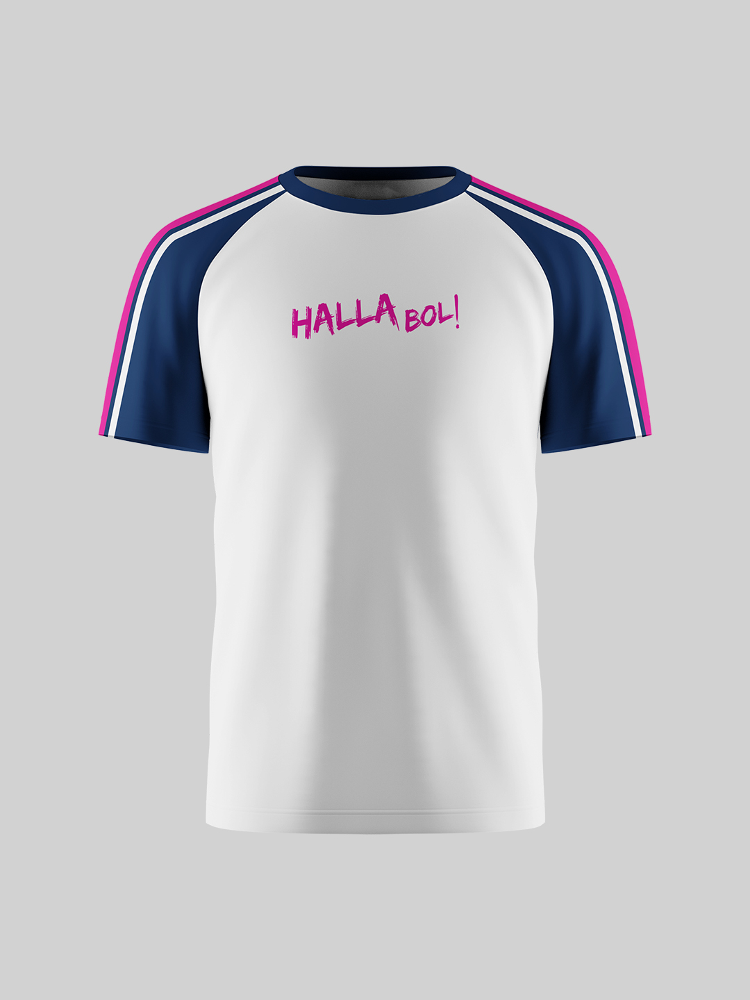 Men White and Navy Blue Colourblocked Half Sleeves Round Neck Cotton T-Shirt