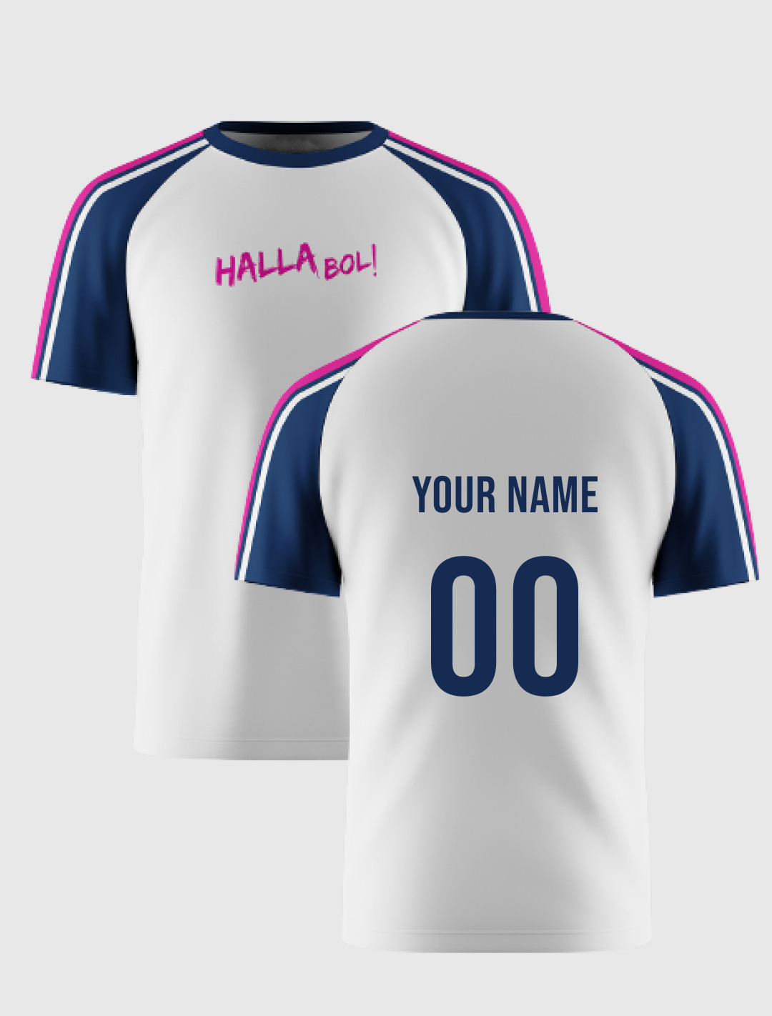 Men White and Navy Blue Colourblocked Half Sleeves Round Neck Cotton T-Shirt: Customised With Your Name By FanCode