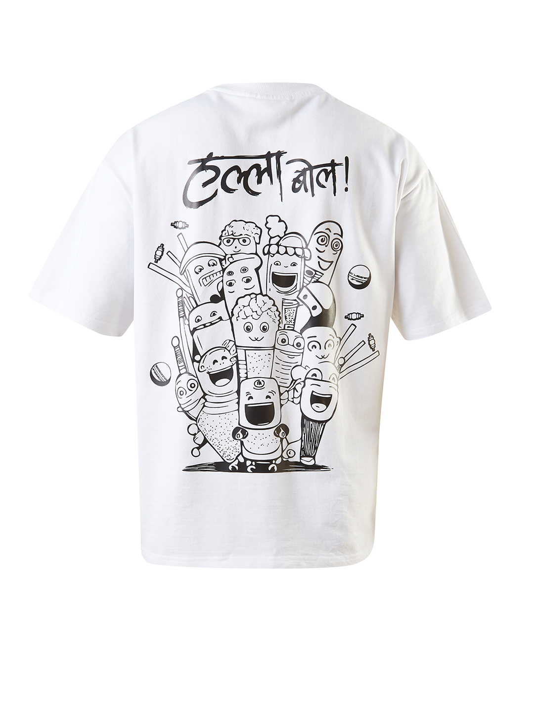 Rajasthan Royals Men White Halla Bol Printed Half Sleeves Round Neck Oversized T-Shirt (6)