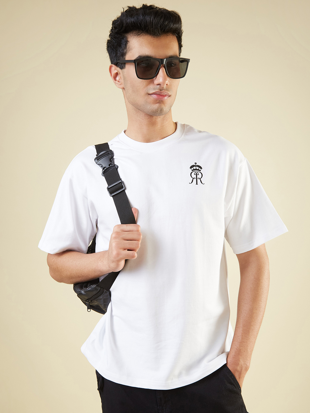 Rajasthan Royals Men White Halla Bol Printed Half Sleeves Round Neck Oversized T-Shirt (2)