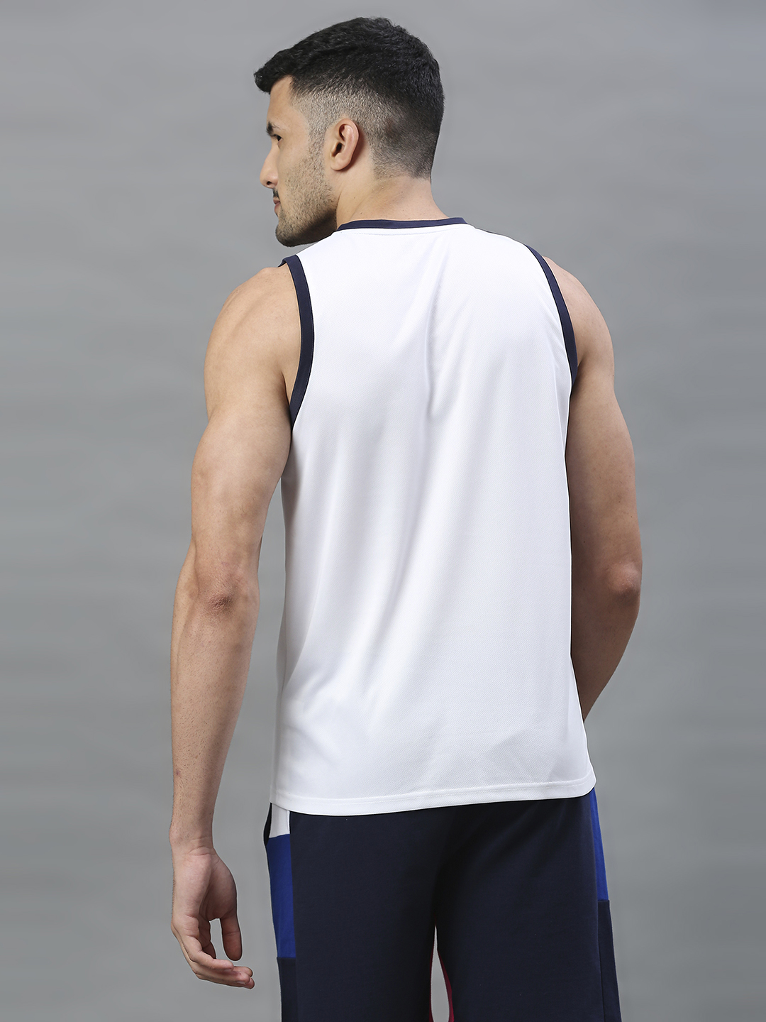 Rajasthan Royals Men White Printed V-Neck Sleeveless Polyester Sports Vest (3)