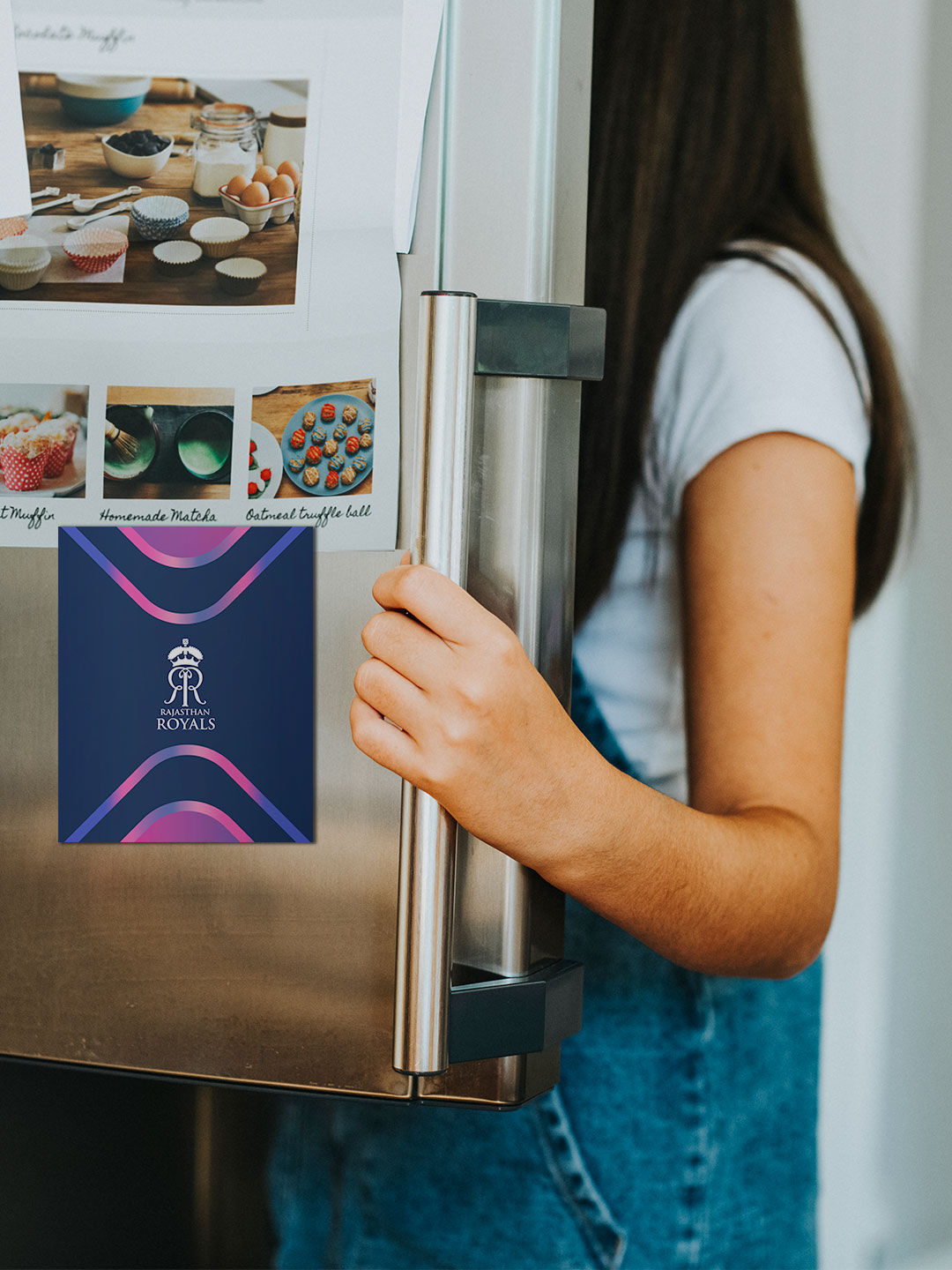 Rajasthan Royals Navy Blue and Pink RR Symmetric Fridge Magnet - Pack of 1 (3)