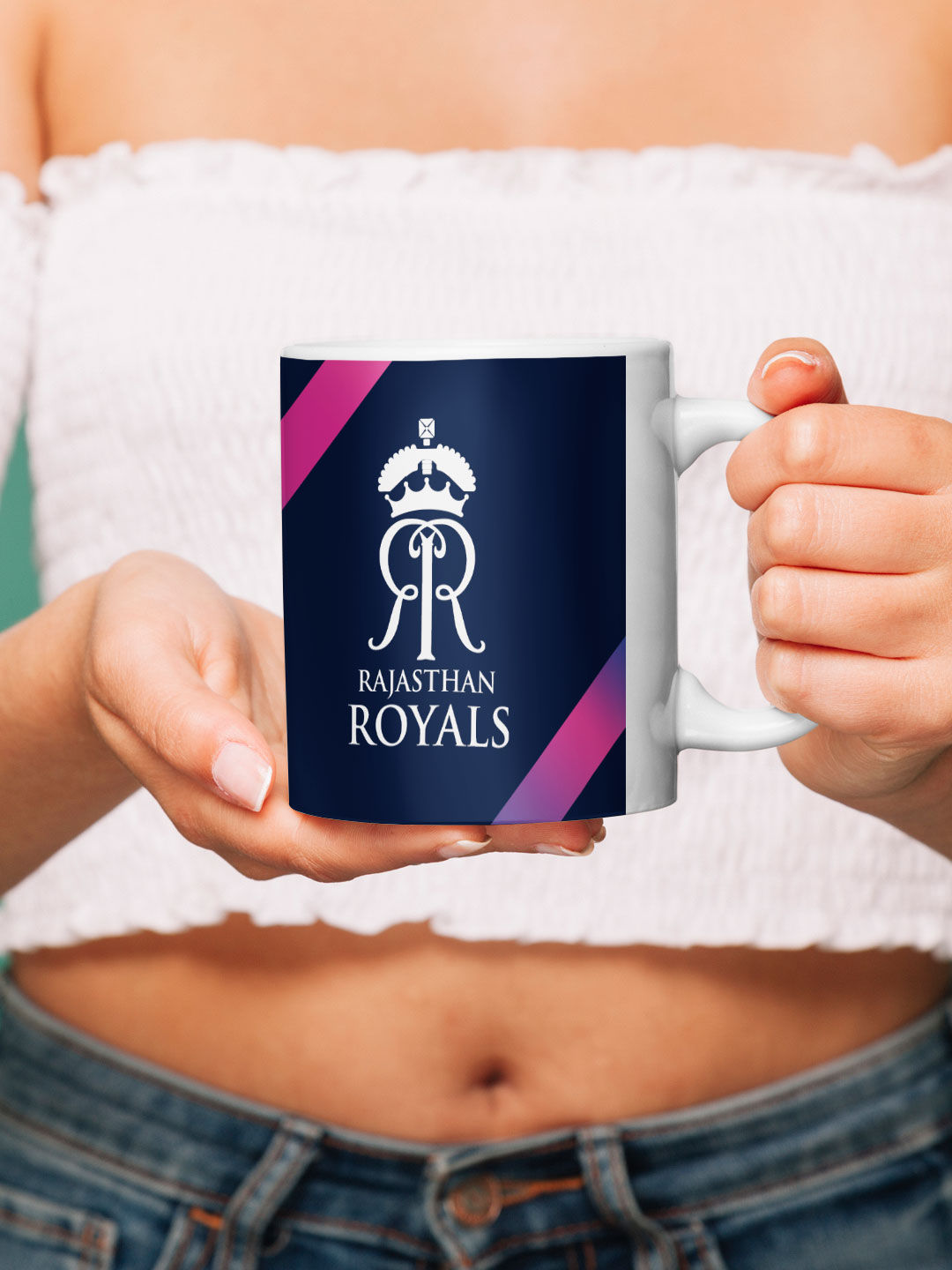 Rajasthan Royals Navy Blue and Purple Printed RR Streak Ceramic Glossy Coffee Mug 325 ml - Pack of 1 (6)