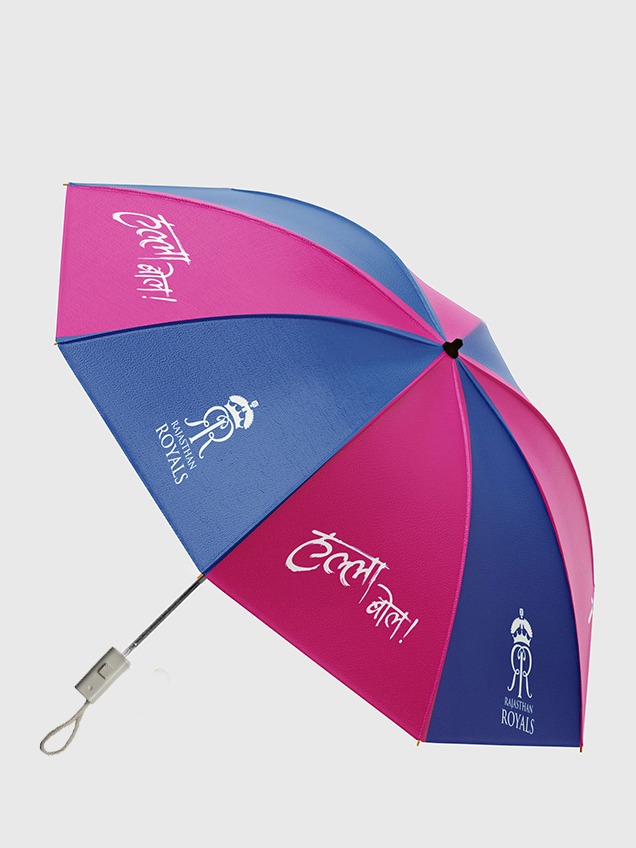 Rajasthan Royals 21 Inch 2-Fold Automatic Umbrella for Men and Women - (Pink/Blue) (1)