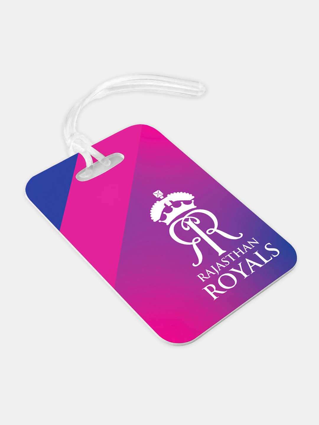 Rajasthan Royals Pink and Blue Printed Plastic Luggage Bag Tags with Lanyard - Pack of 1 (1)
