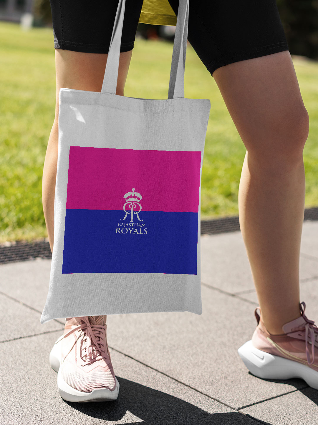 Rajasthan Royals Pink and Royal Blue Printed Rajasthan Royals Established Canvas Casual Tote Bag - (Pack of 1) (4)