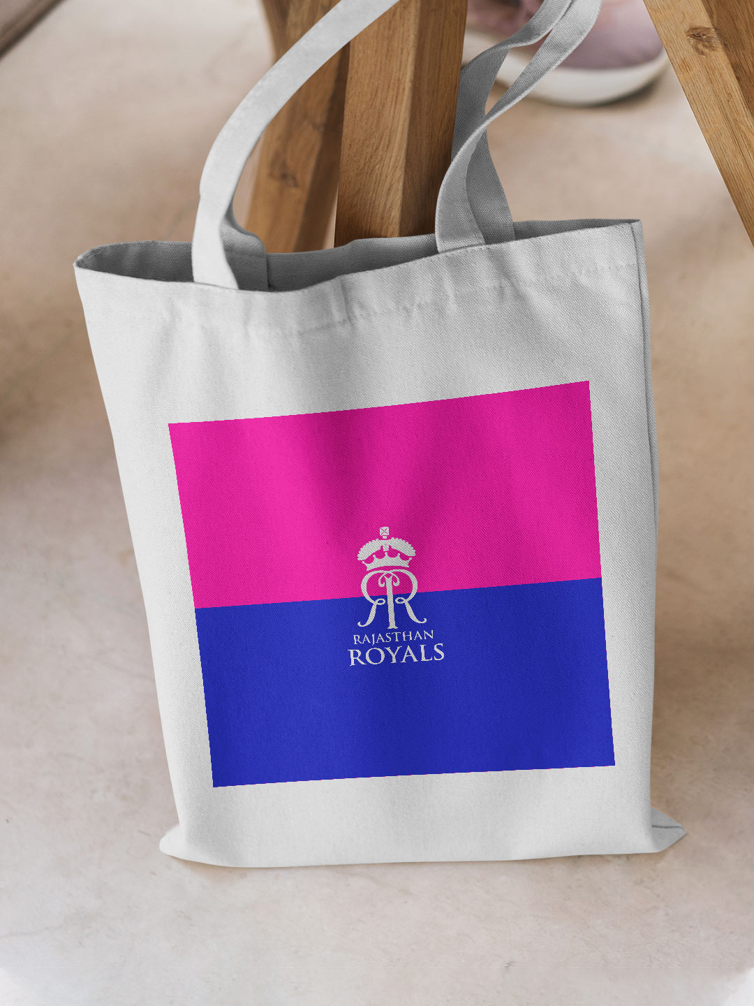Rajasthan Royals Pink and Royal Blue Printed Rajasthan Royals Established Canvas Casual Tote Bag - (Pack of 1) (5)
