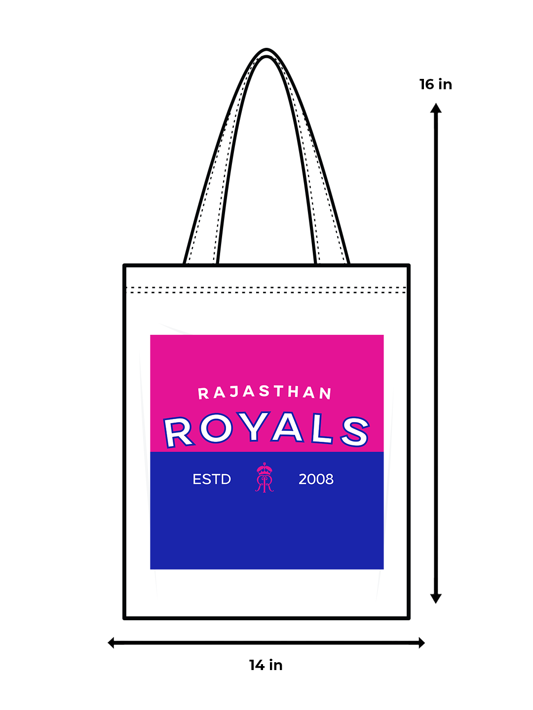 Rajasthan Royals Pink and Royal Blue Printed Rajasthan Royals Established Canvas Casual Tote Bag - (Pack of 1) (6)