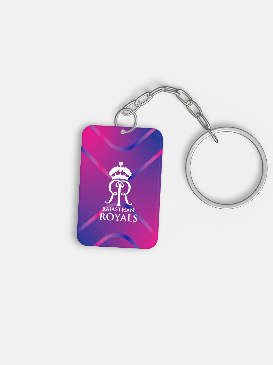 Pink and White Digital Print Royal Crest Metal Keychain - (Pack of 1)