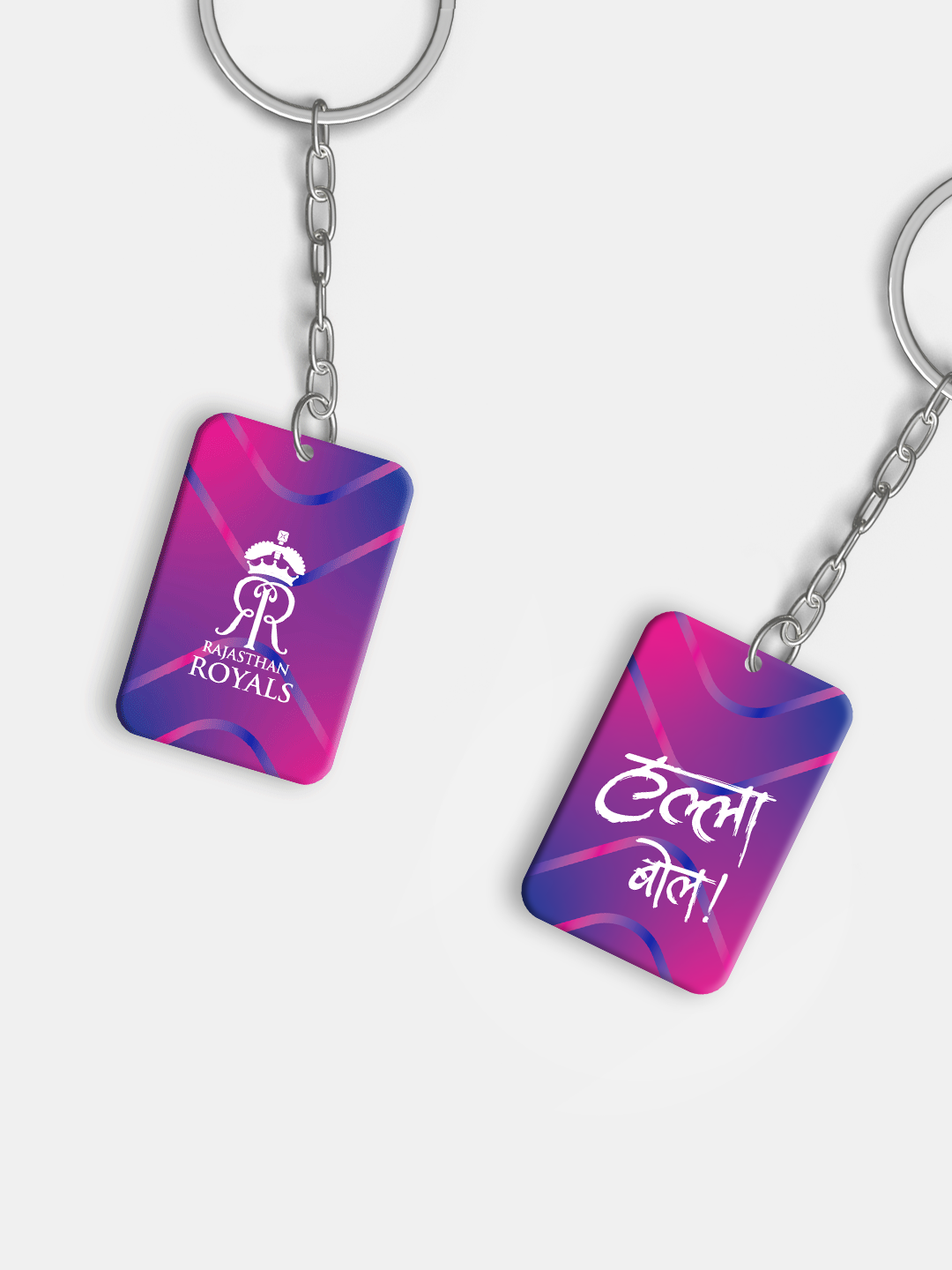 Rajasthan Royals Pink and White Digital Print Royal Crest Metal Keychain - (Pack of 1) (3)