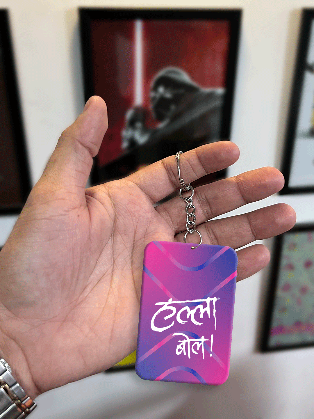 Rajasthan Royals Pink and White Digital Print Royal Crest Metal Keychain - (Pack of 1) (5)