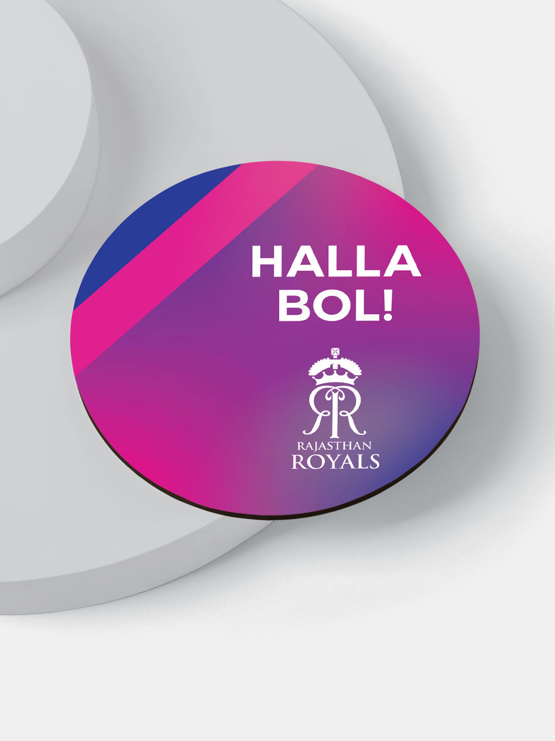 Rajasthan Royals Pink Halla Bol Printed Circular Rubber Coasters - Set of 4 (3)