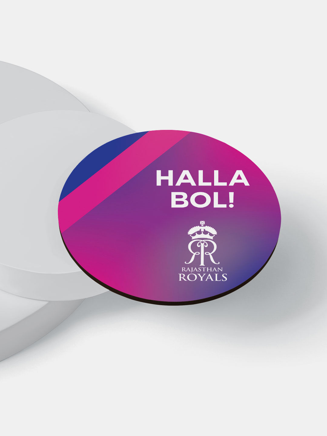 Rajasthan Royals Pink Halla Bol Printed Circular Rubber Coasters - Set of 4 (6)