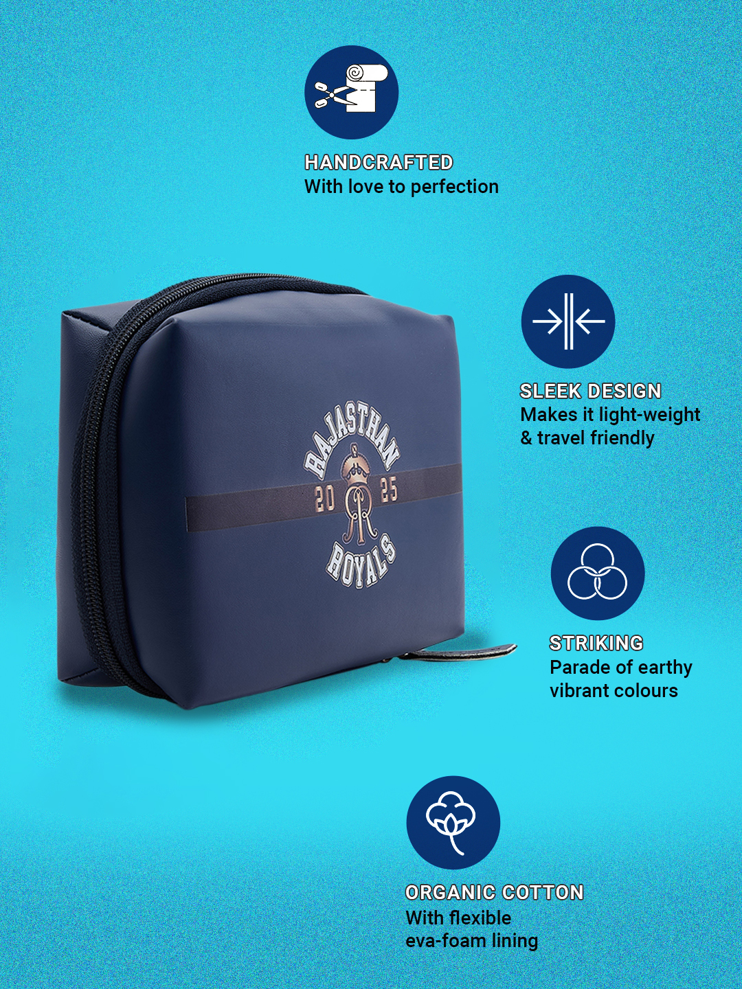 Rajasthan Royals Portable Electronics Accessories and Gadget Organizer Bag with Multi Compartments (Blue) (4)