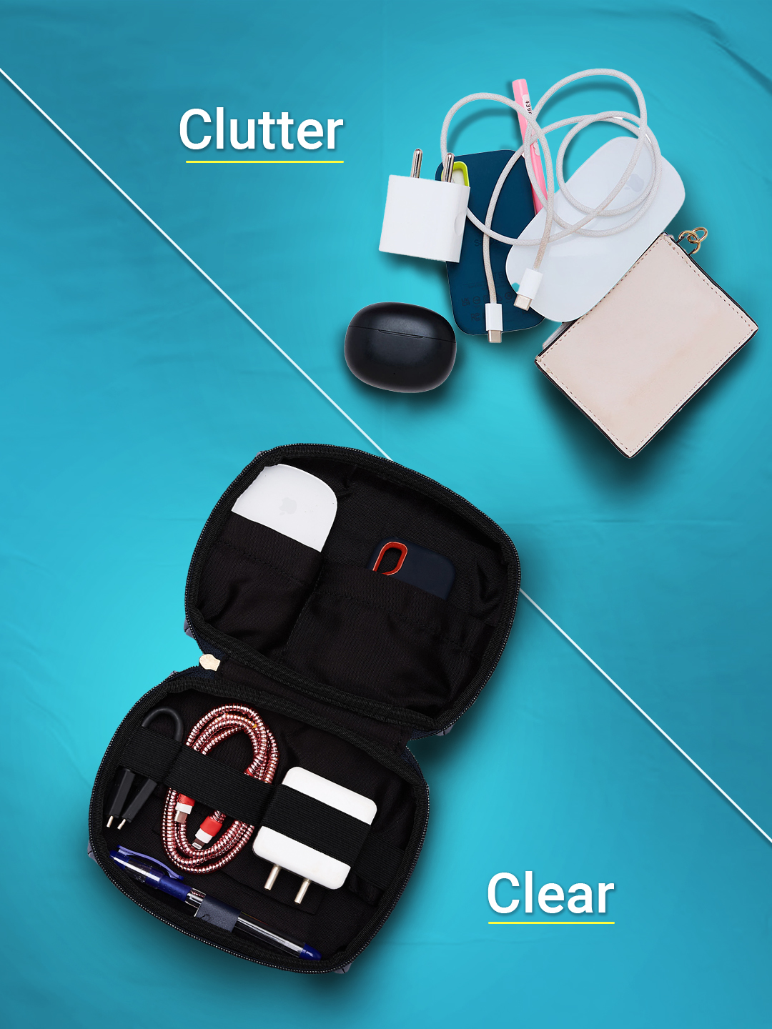 Rajasthan Royals Portable Electronics Accessories and Gadget Organizer Bag with Multi Compartments (Blue) (3)
