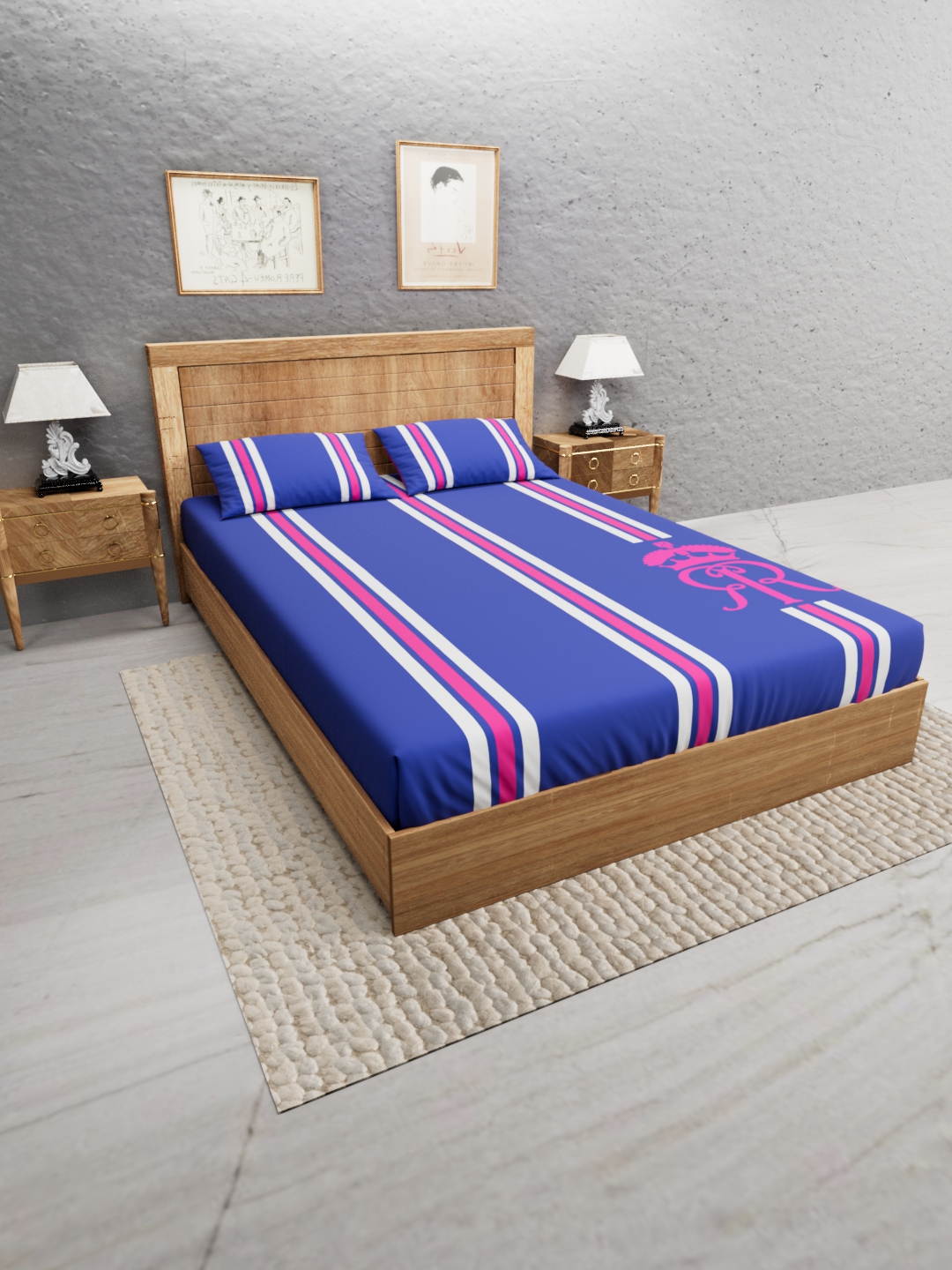 Rajasthan Royals Premium Quality Microfiber, Super Soft, King Size Double Bedsheet with 2 Pillow Covers, 243x248(cm) - B (2)
