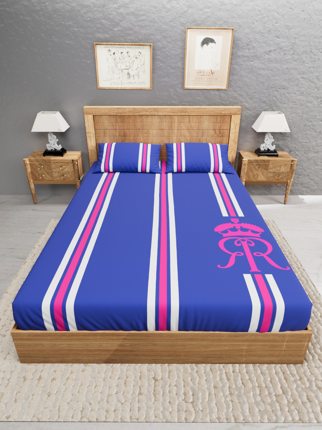 Premium Quality Microfiber, Super Soft, King Size Double Bedsheet with 2 Pillow Covers, 243x248(cm) - Blue