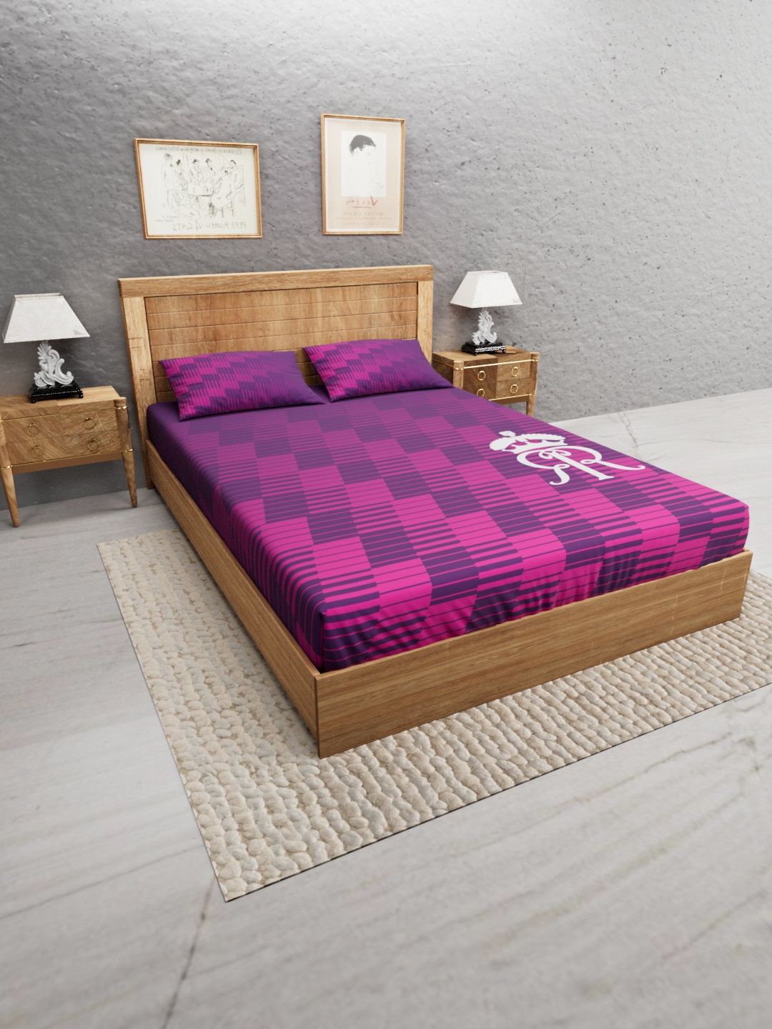 Rajasthan Royals Premium Quality Microfiber, Super Soft, King Size Double Bedsheet with 2 Pillow Covers, 243x248(cm) - P (2)