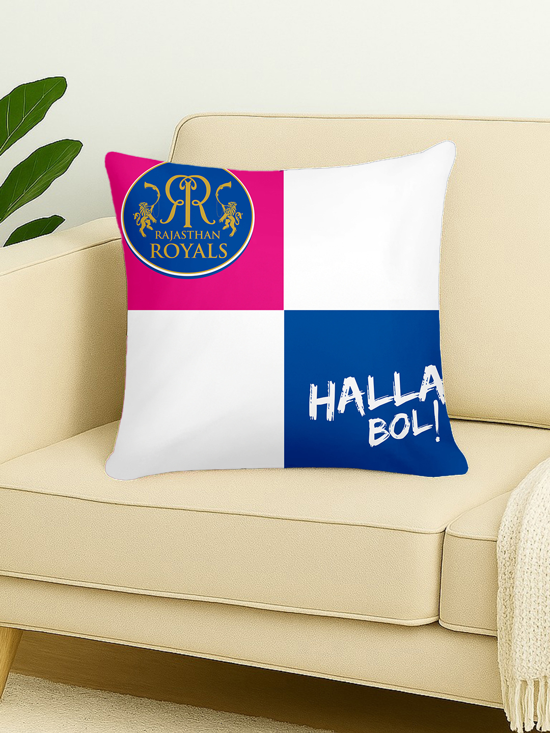 Rajasthan Royals Premium Quality Microfiber, Super Soft, Strong Durable, Quality Stitch Sofa Cushion, Cushion for Bed 16