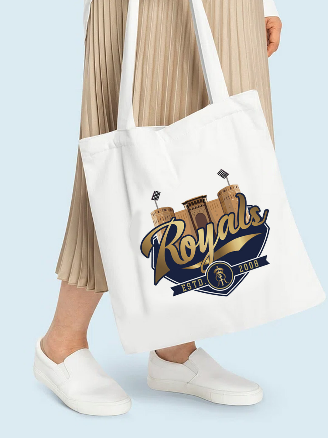 Rajasthan Royals Printed Canvas Casual Tote Bag, Stylish Handbag For Men and Women - Pack of 1 (White) (3)