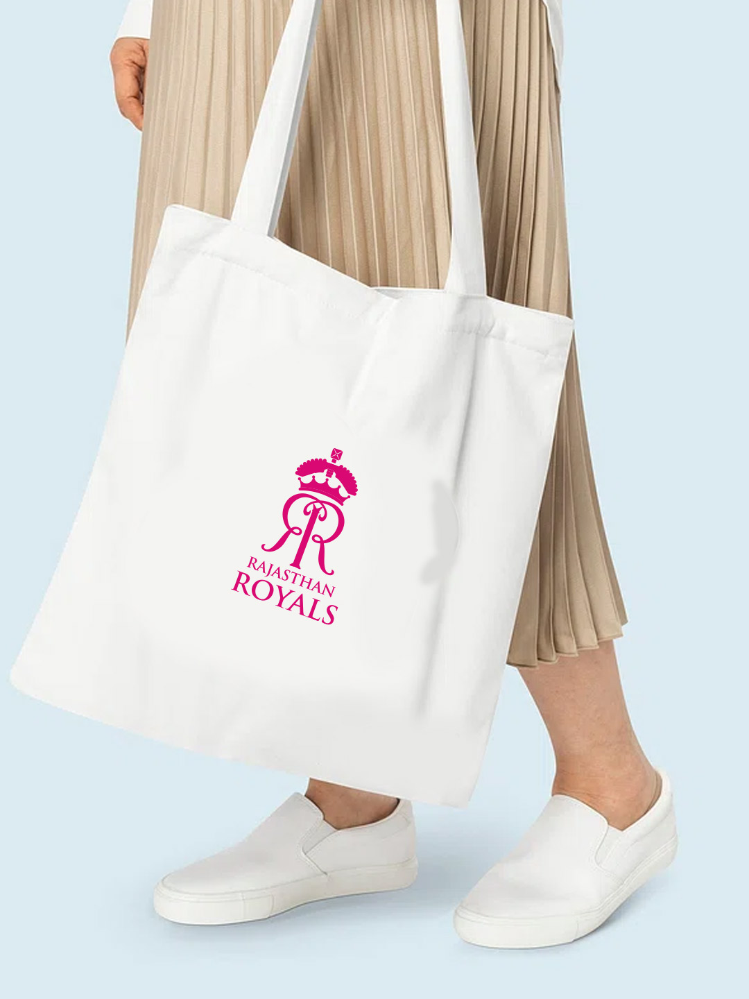 Rajasthan Royals Printed Canvas Casual Tote Bag, Stylish Handbag For Men and Women - Pack of 1 (White) (4)