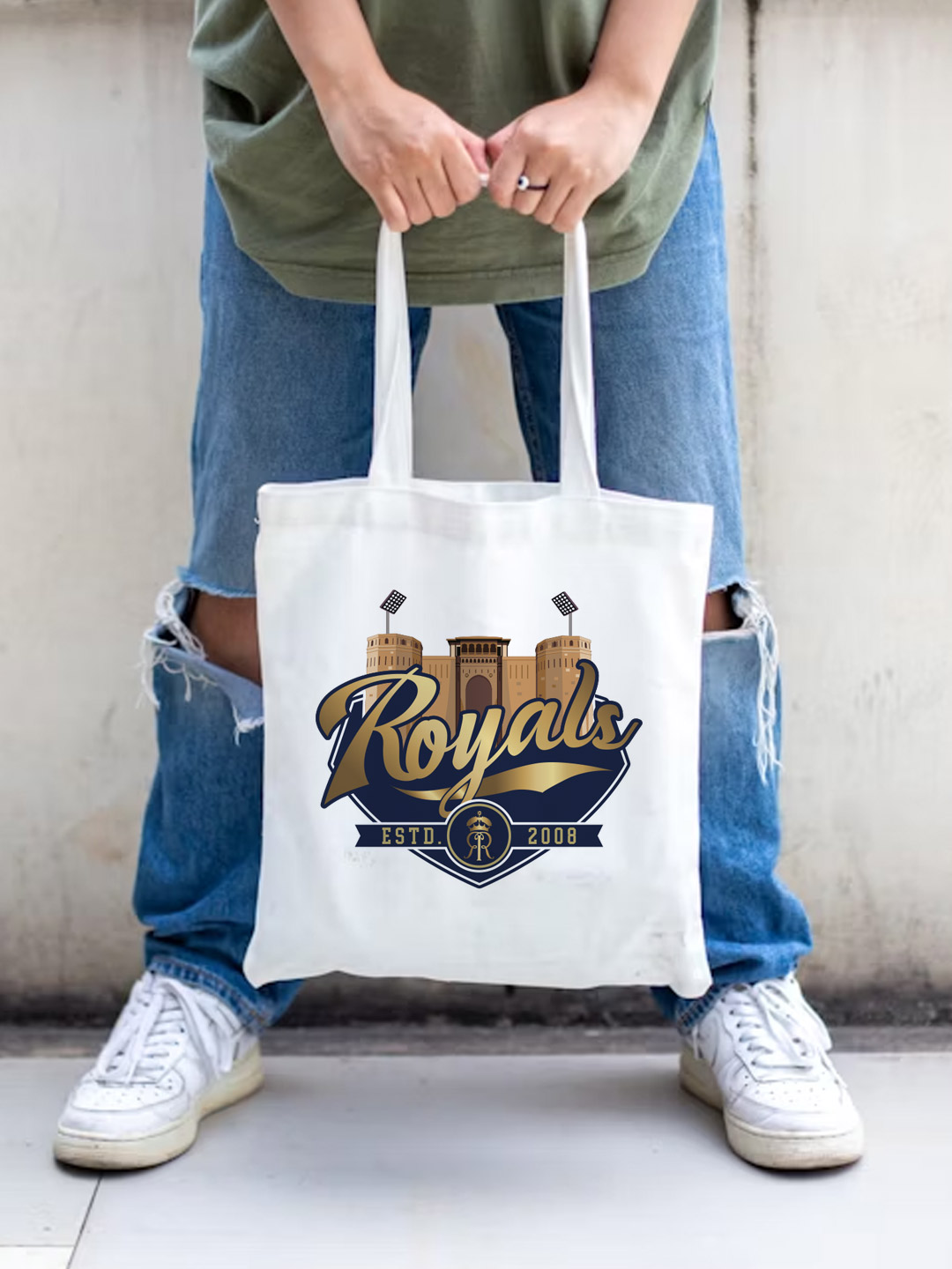Printed Canvas Casual Tote Bag, Stylish Handbag For Men and Women - Pack of 1 (White)