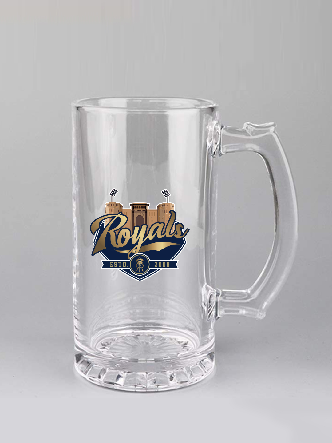 Rajasthan Royals Dishwasher Safe Transparent Glass Mugs - 500 ML (Gold) (2)