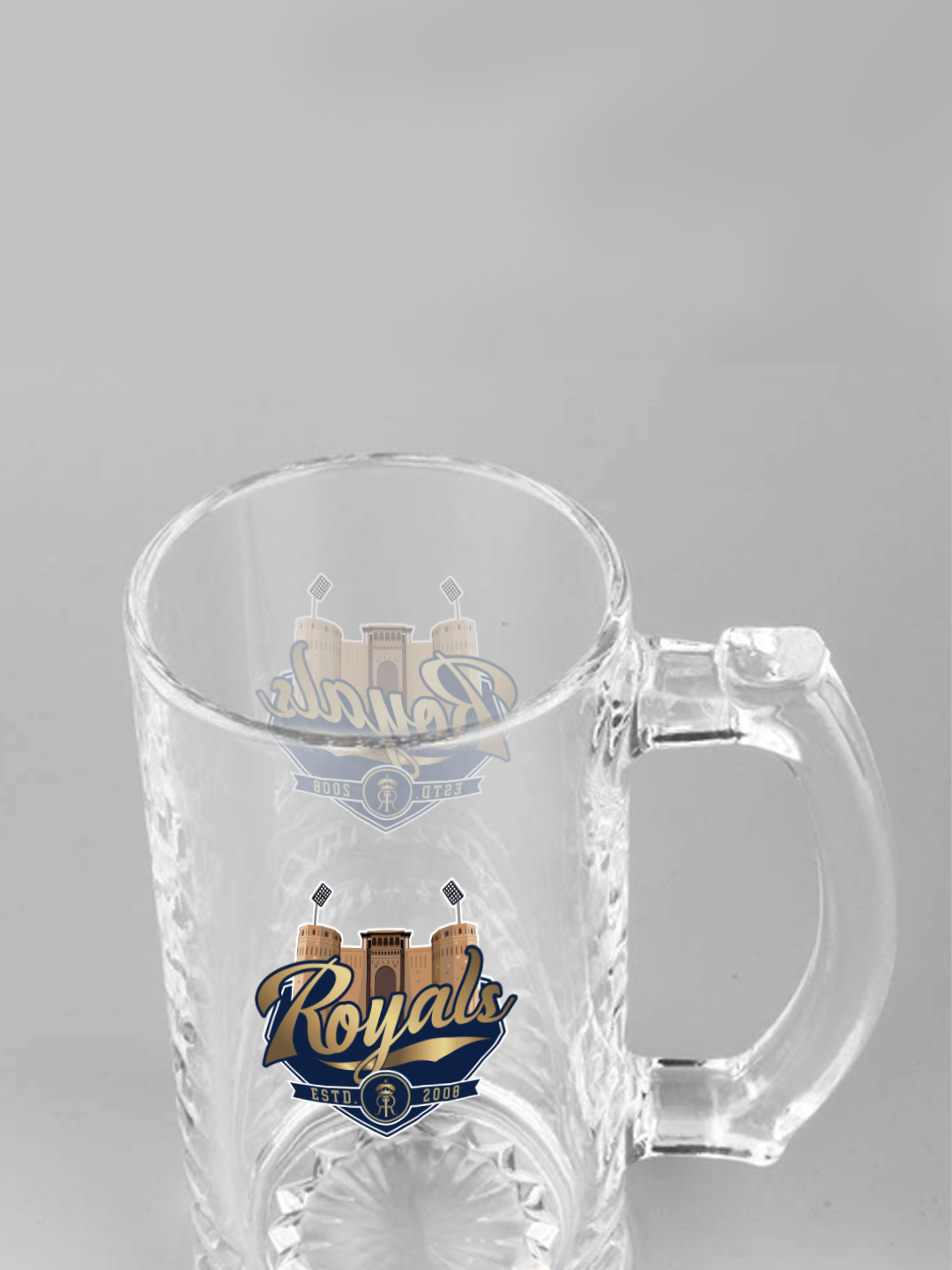 Rajasthan Royals Dishwasher Safe Transparent Glass Mugs - 500 ML (Gold) (5)