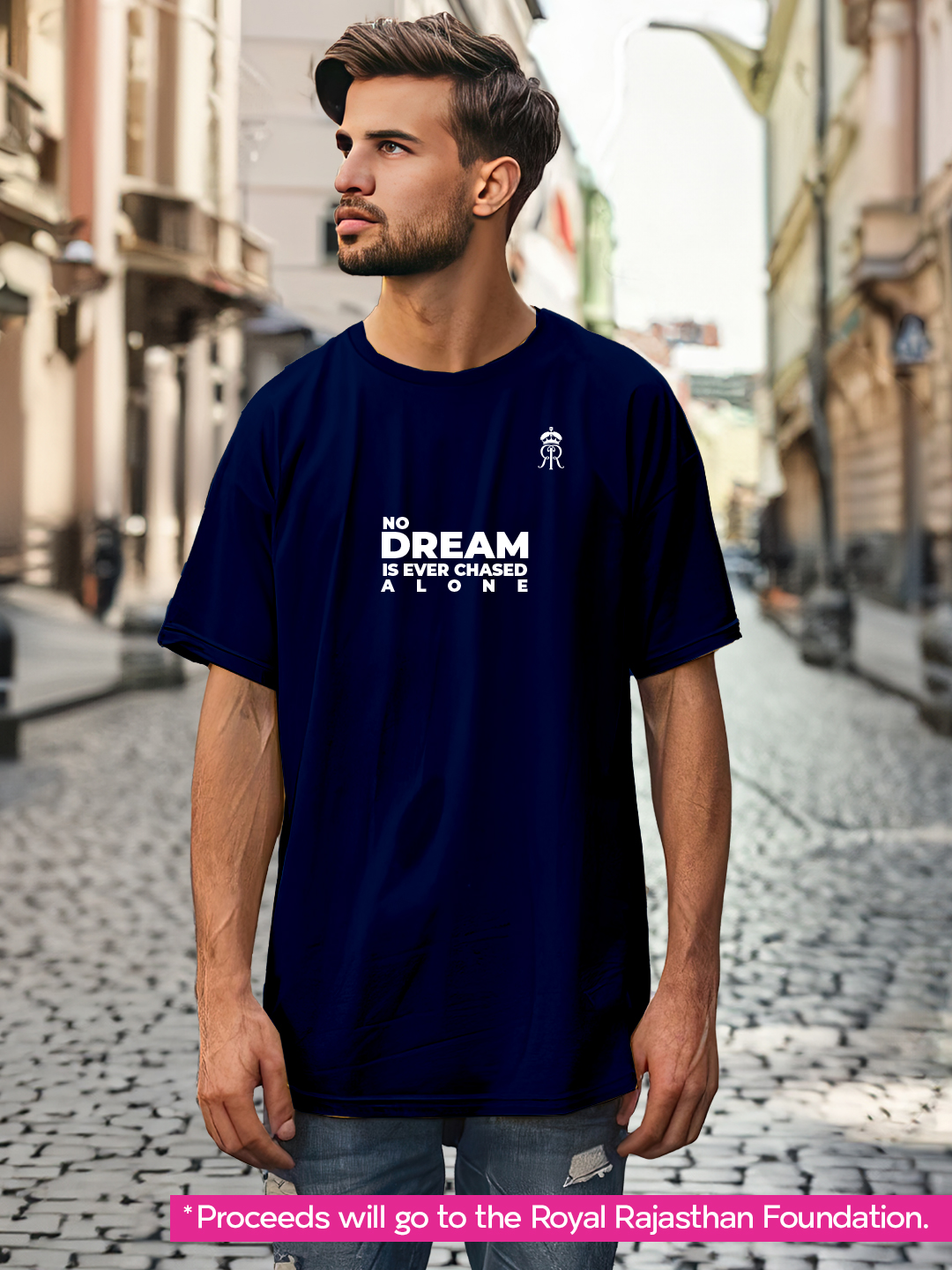 Rajasthan Royals Rahul Dravid Oversized Fan T-Shirt in Admiral Blue (4)