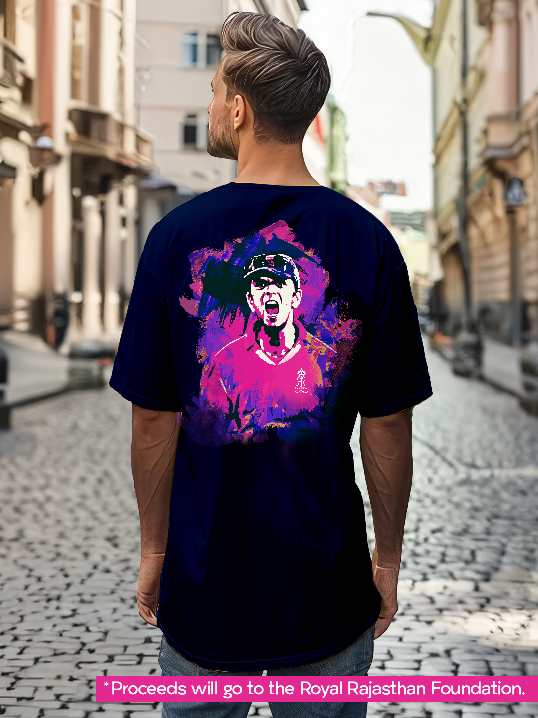Rajasthan Royals Rahul Dravid Oversized Fan T-Shirt in Admiral Blue (5)