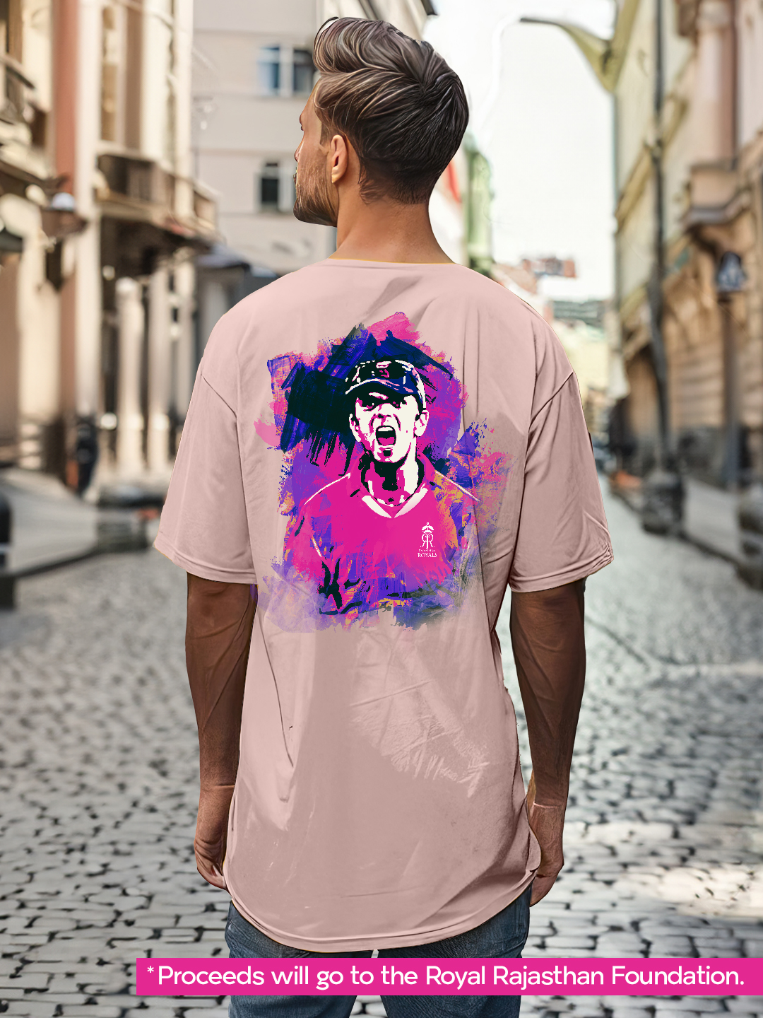 Rajasthan Royals Rahul Dravid Oversized Fan T-Shirt in Peach (5)