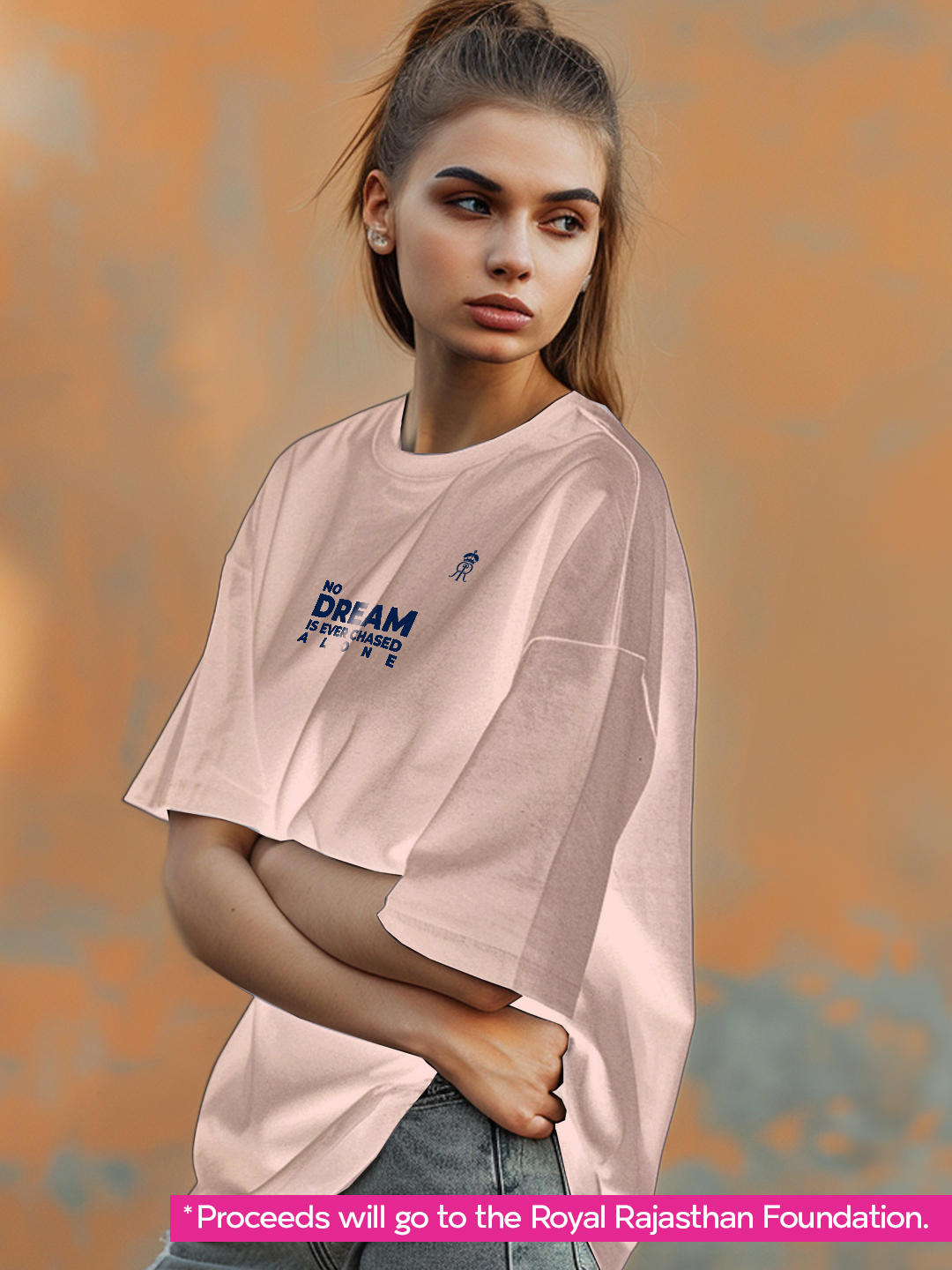 Rajasthan Royals Rahul Dravid Oversized Fan T-Shirt in Peach (6)