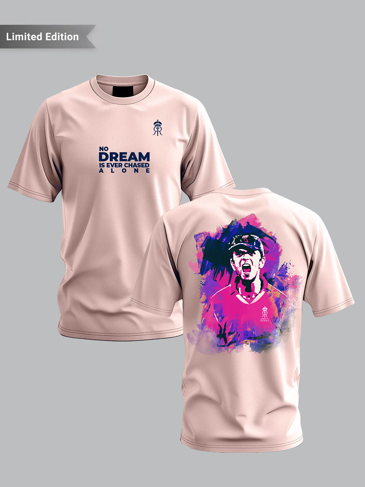 Rahul Dravid Oversized Fan T-Shirt in Peach