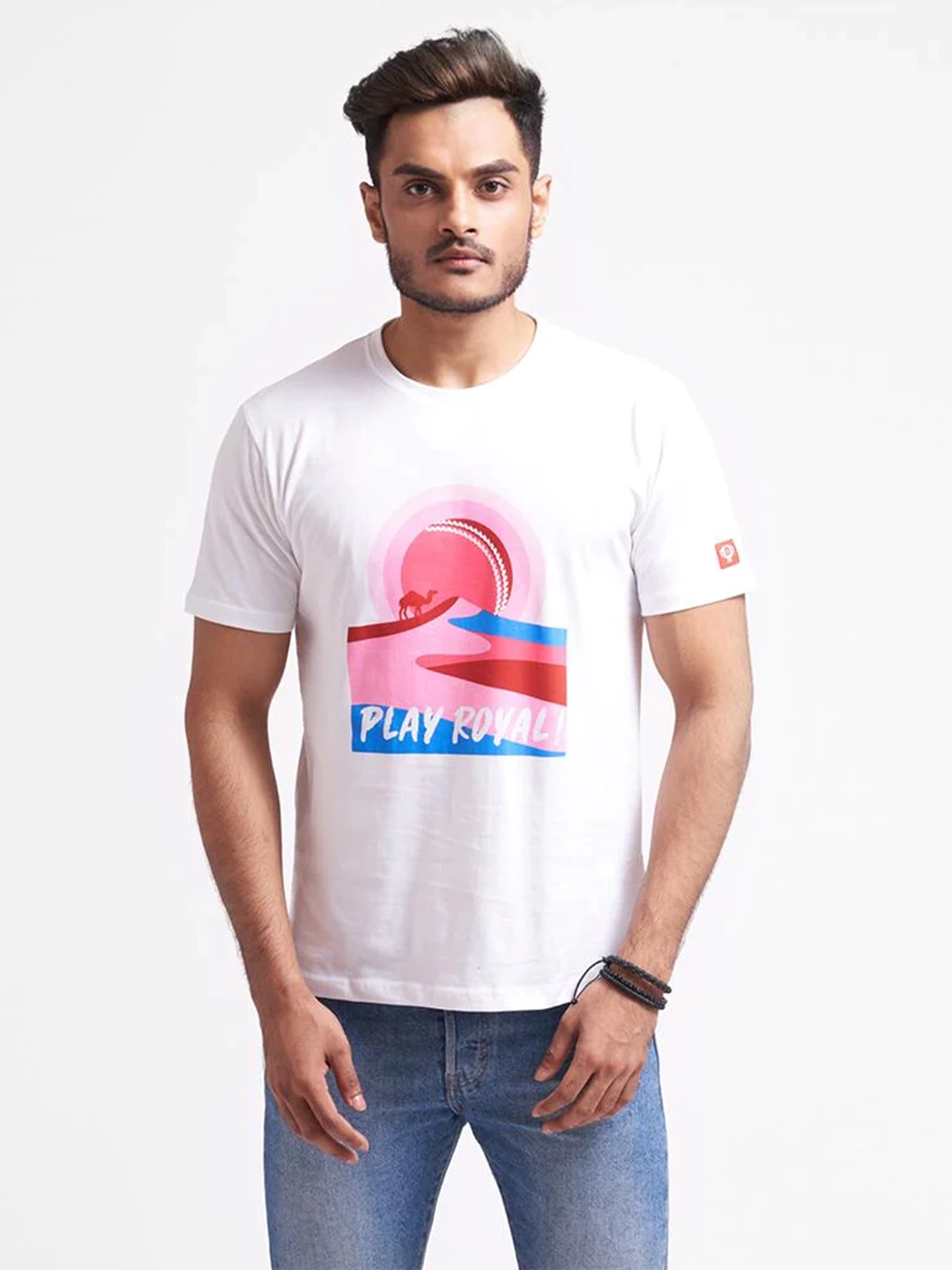 Rajasthan Royals Rajasthan Royal White Printed T-Shirt for Men's (1)
