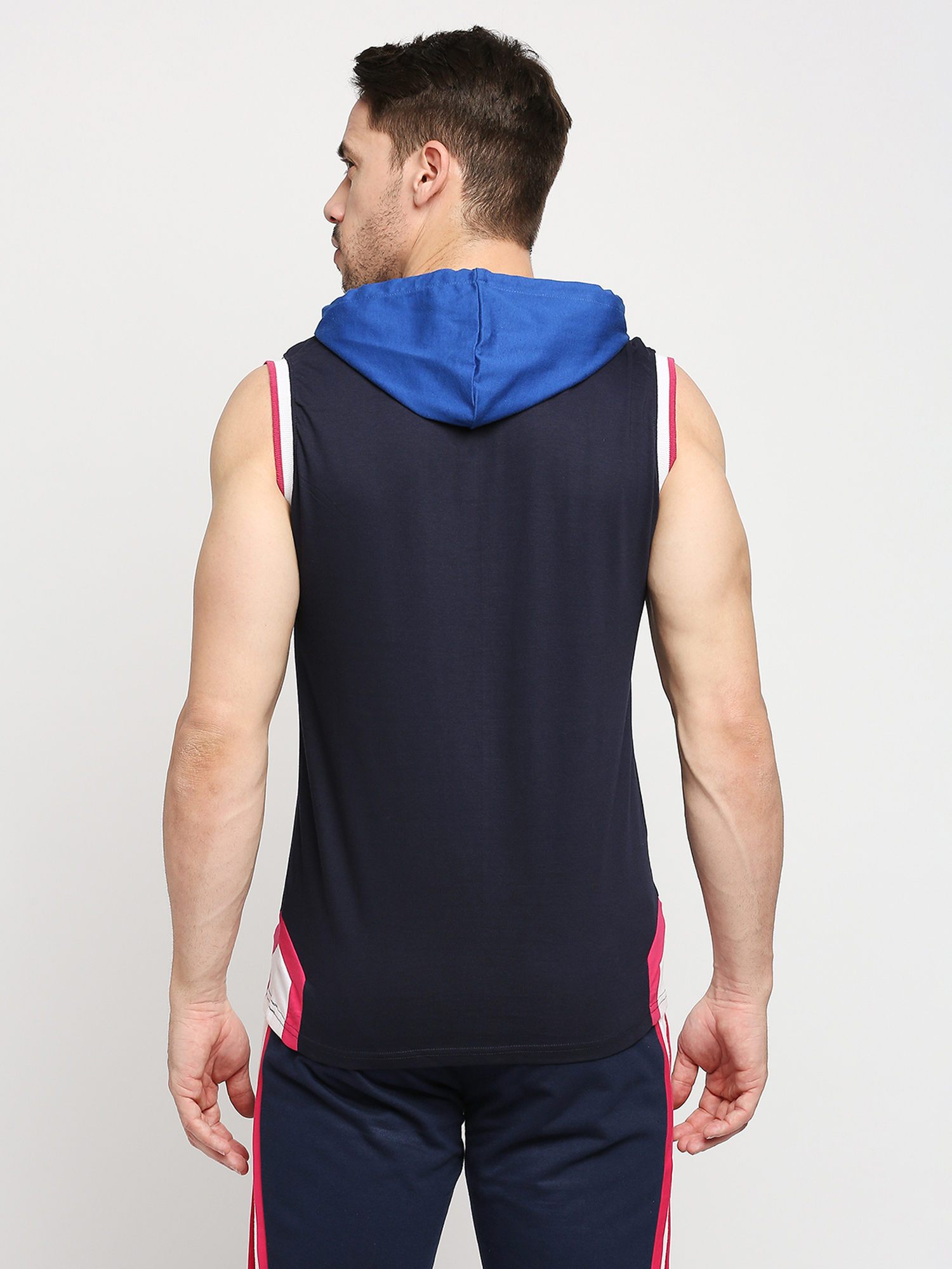 Rajasthan Royals Rajasthan Royals Mens Dark Blue Vest Hoodie (2)