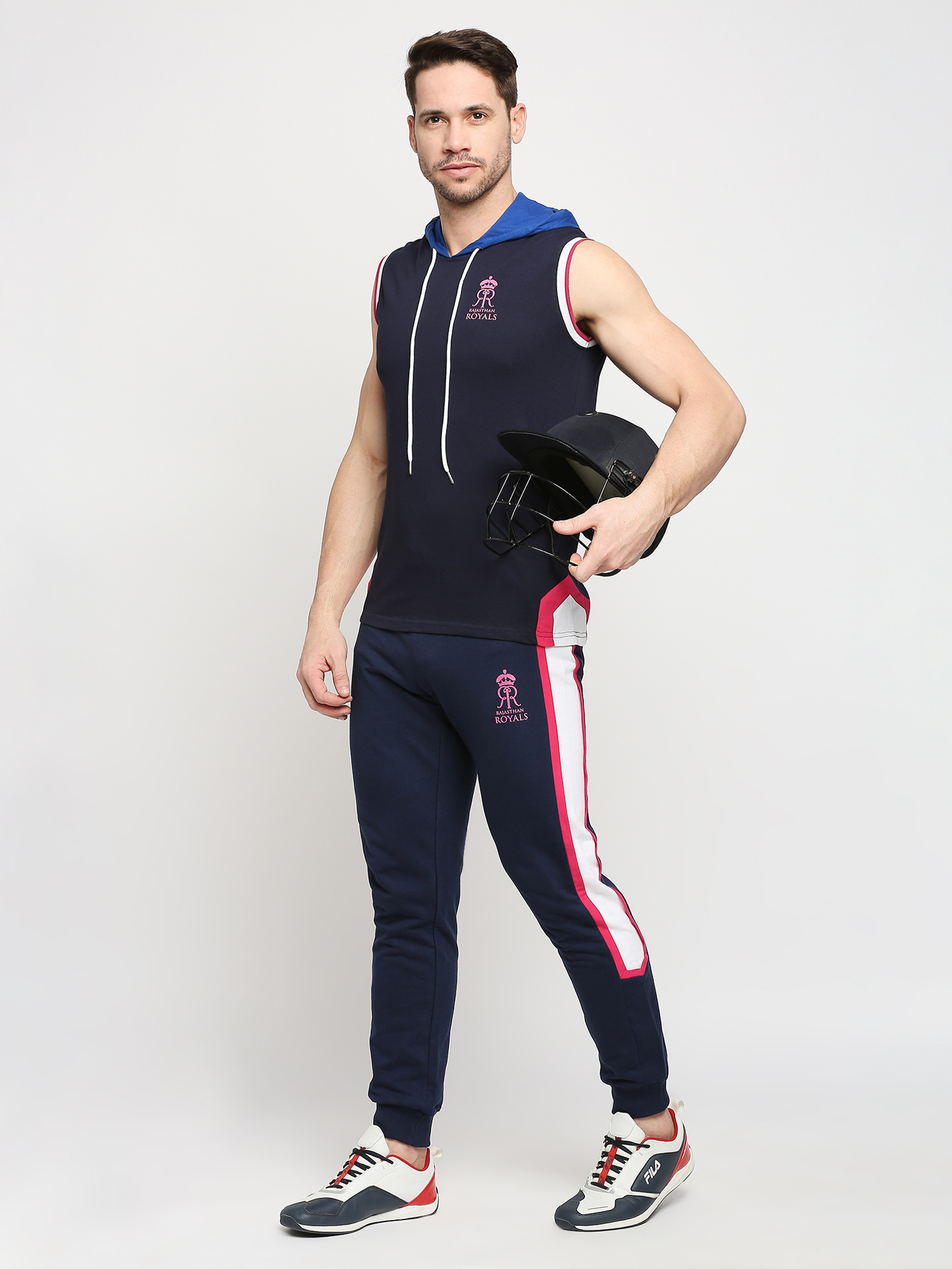 Rajasthan Royals Rajasthan Royals Mens Dark Blue Vest Hoodie (8)