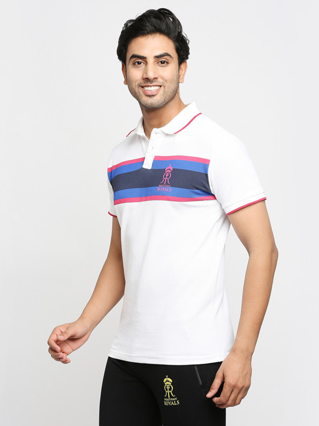 Rajasthan Royals Rajasthan Royals White and Blue Polo T-Shirt (4)