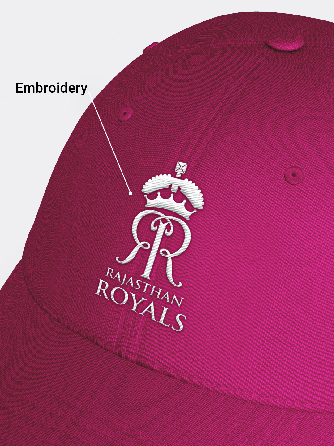 Rajasthan Royals Royals Embroidered Pink Baseball Cap (4)