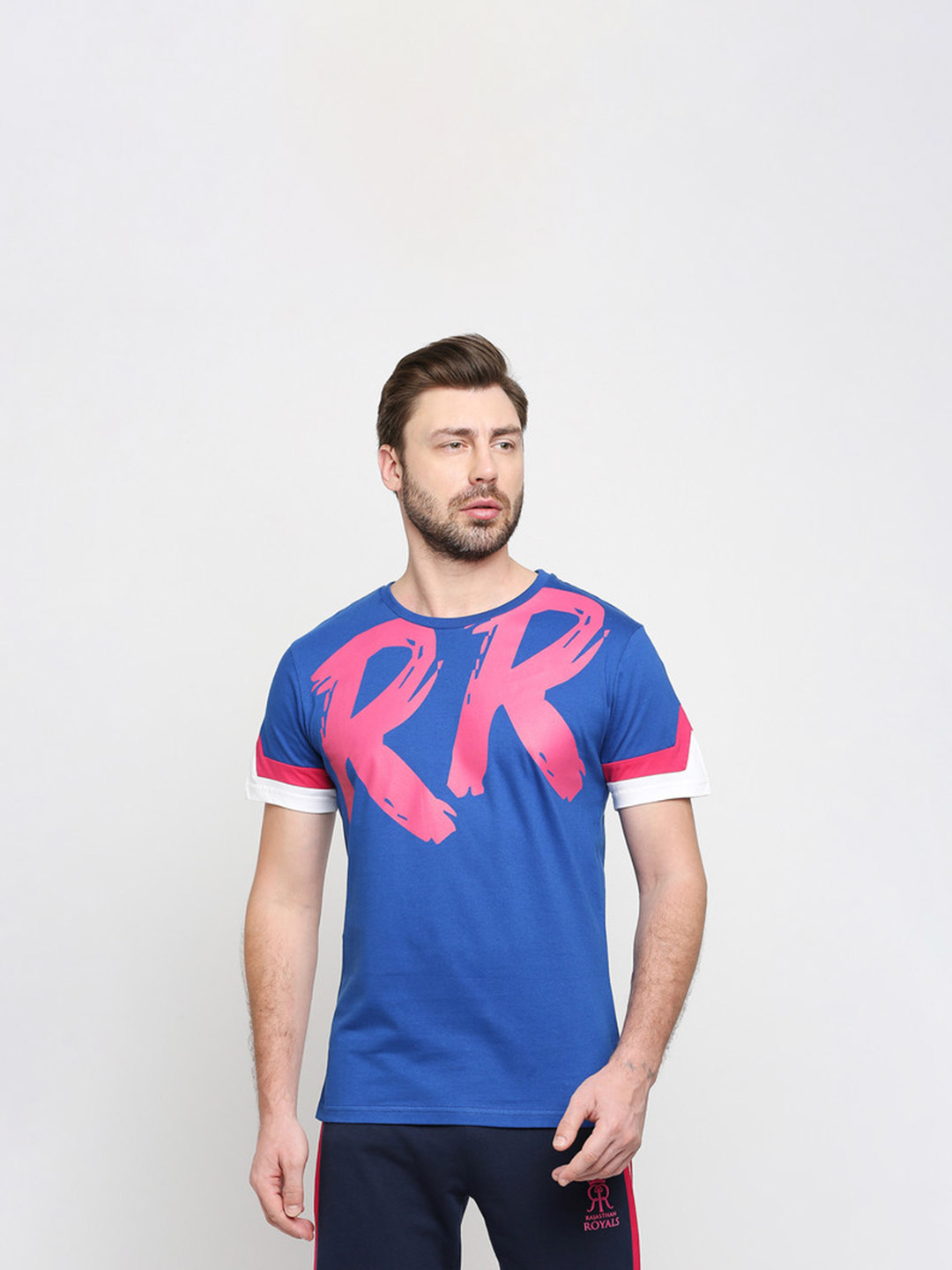 Rajasthan Royals RR Mens Blue Logo Round Neck T-Shirt (1)