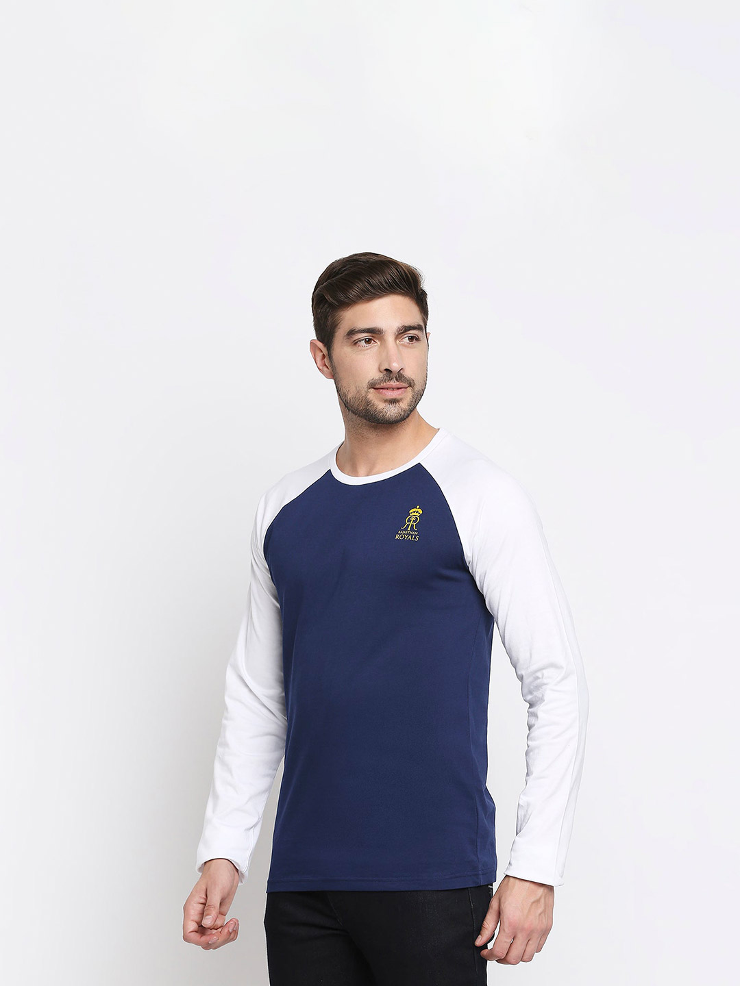 Rajasthan Royals RR Men's Dark Blue Regular Fit Full Sleeve T-shirt (1)