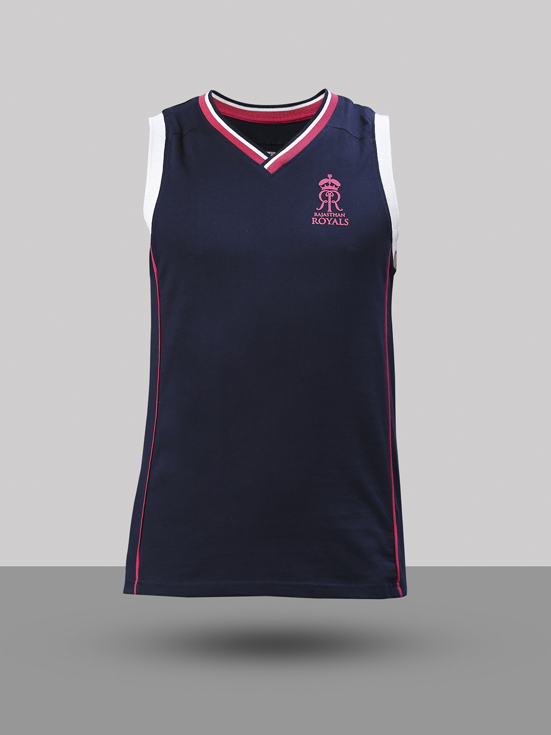 Rajasthan Royals RR Official Men Navy Blue Printed V-Neck Vests (2)