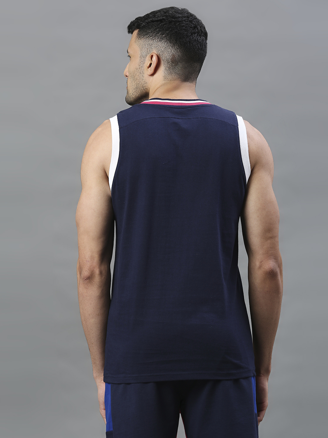 Rajasthan Royals RR Official Men Navy Blue Printed V-Neck Vests (3)
