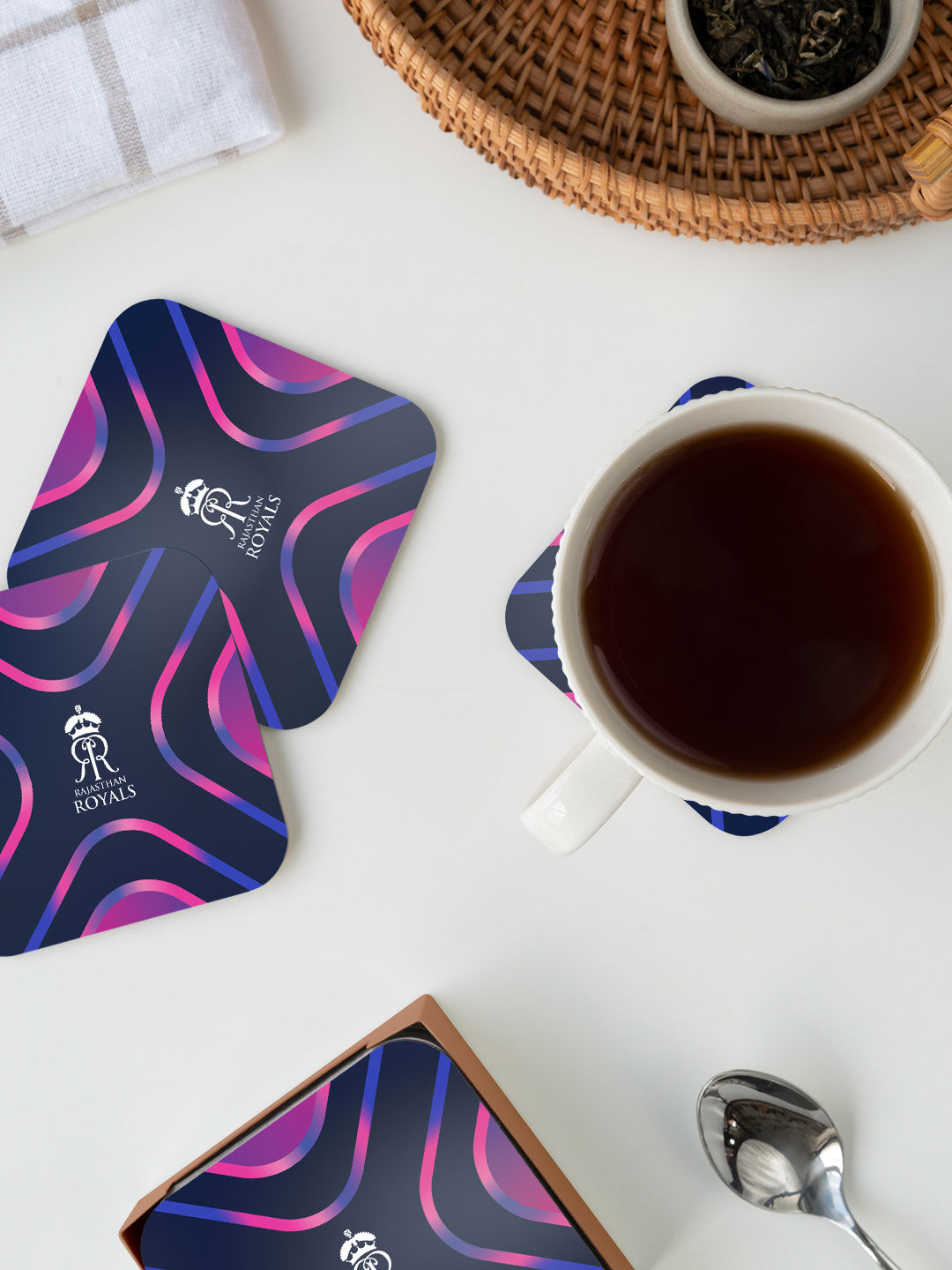 Rajasthan Royals RR Symmetric - Square Coaster (Pack of - 4) (4)