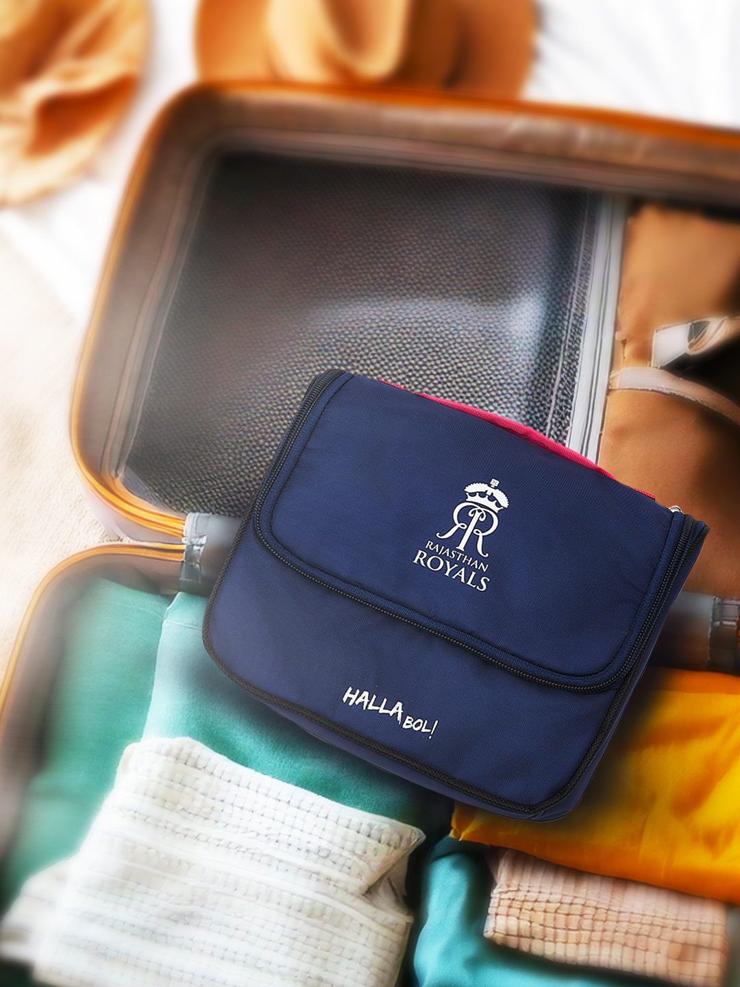 Rajasthan Royals Travel Organizer For Shaving Kit and Cosmetics Toiletry Kit Bag with Large Storage Compartments (Blue/P (2)
