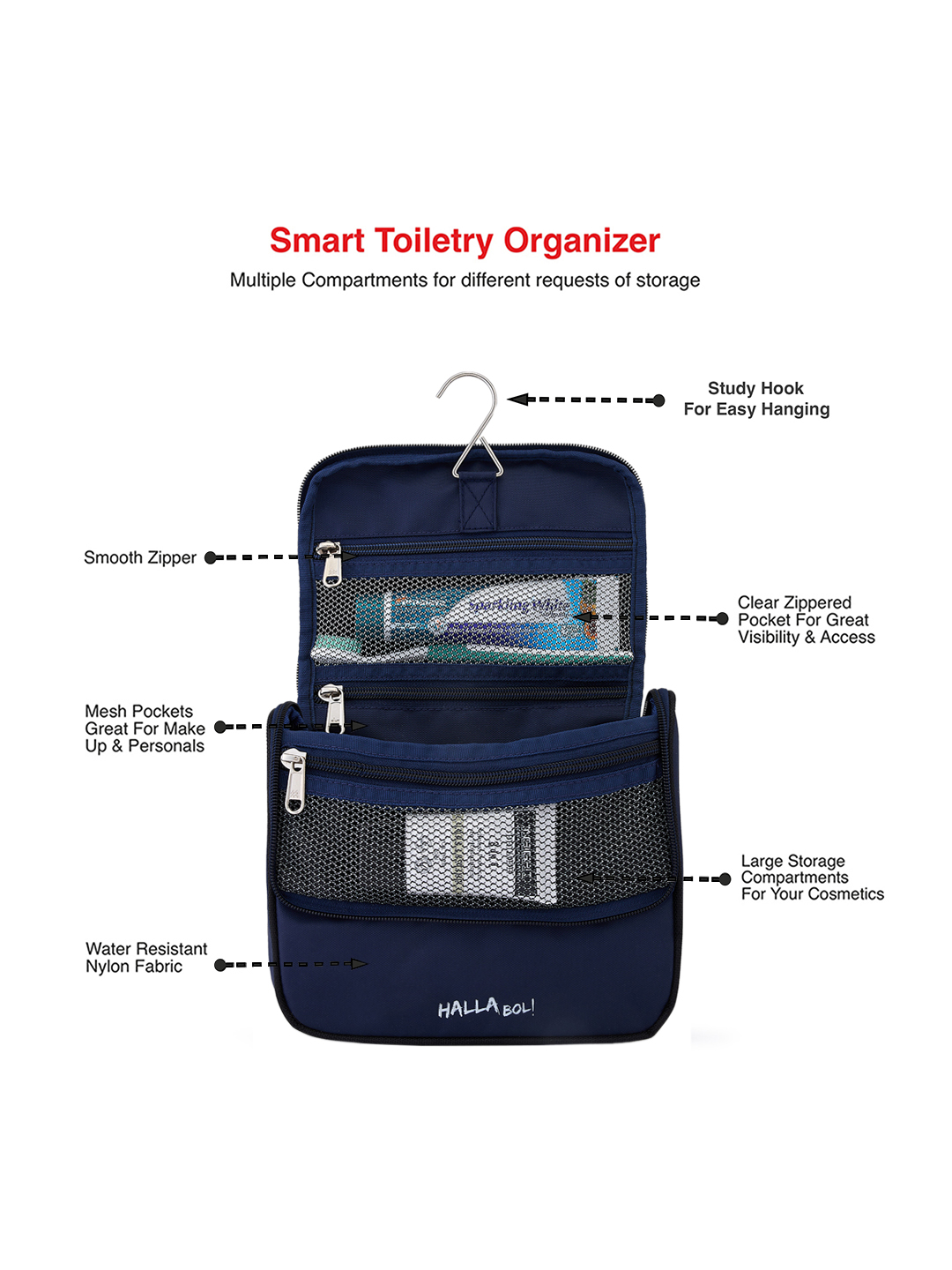 Rajasthan Royals Travel Organizer For Shaving Kit and Cosmetics Toiletry Kit Bag with Large Storage Compartments (Blue/P (10)