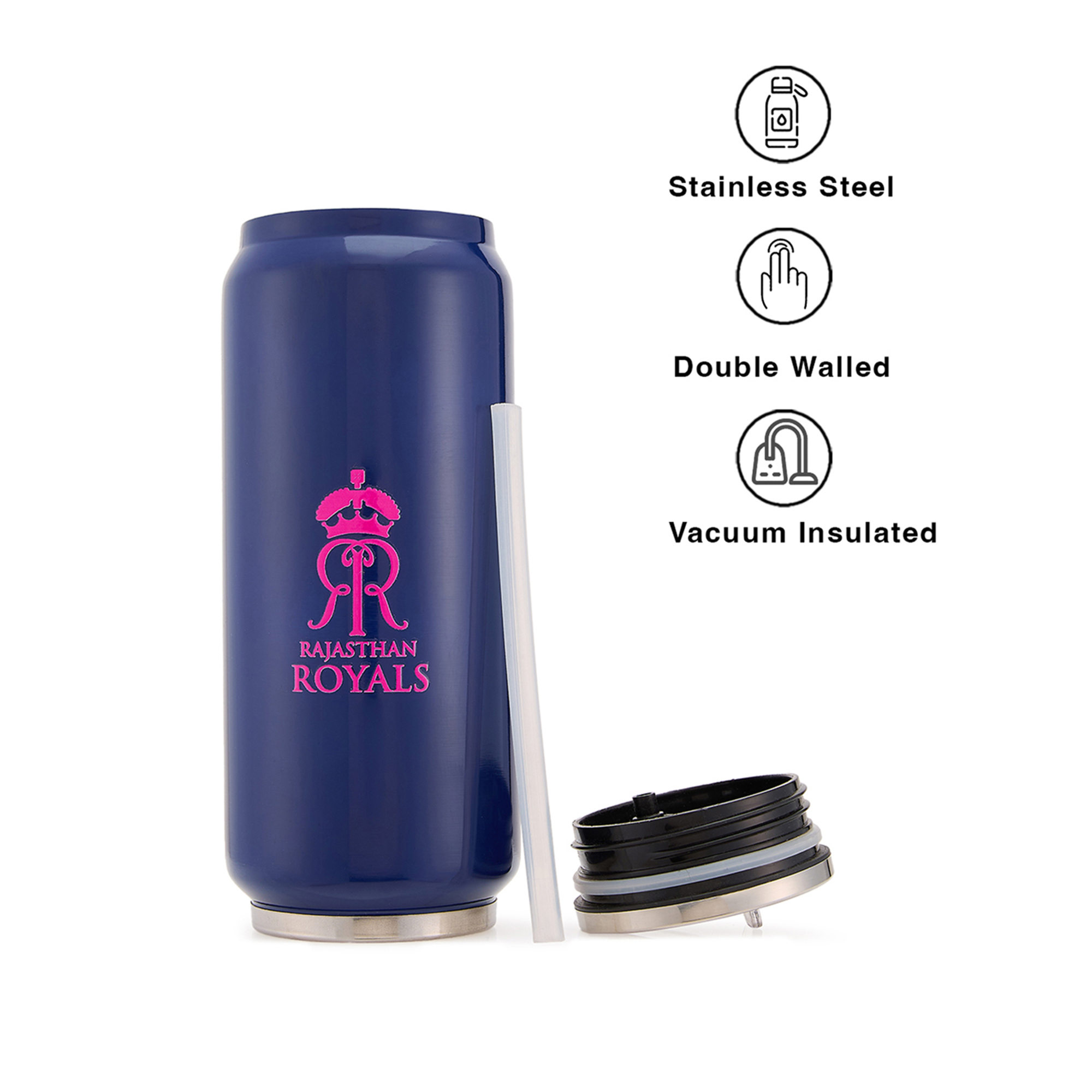 Rajasthan Royals Travel Sipper with Vacuum Insulated Double-Walled Stainless Steel-680 ML (Navy Blue) (3)